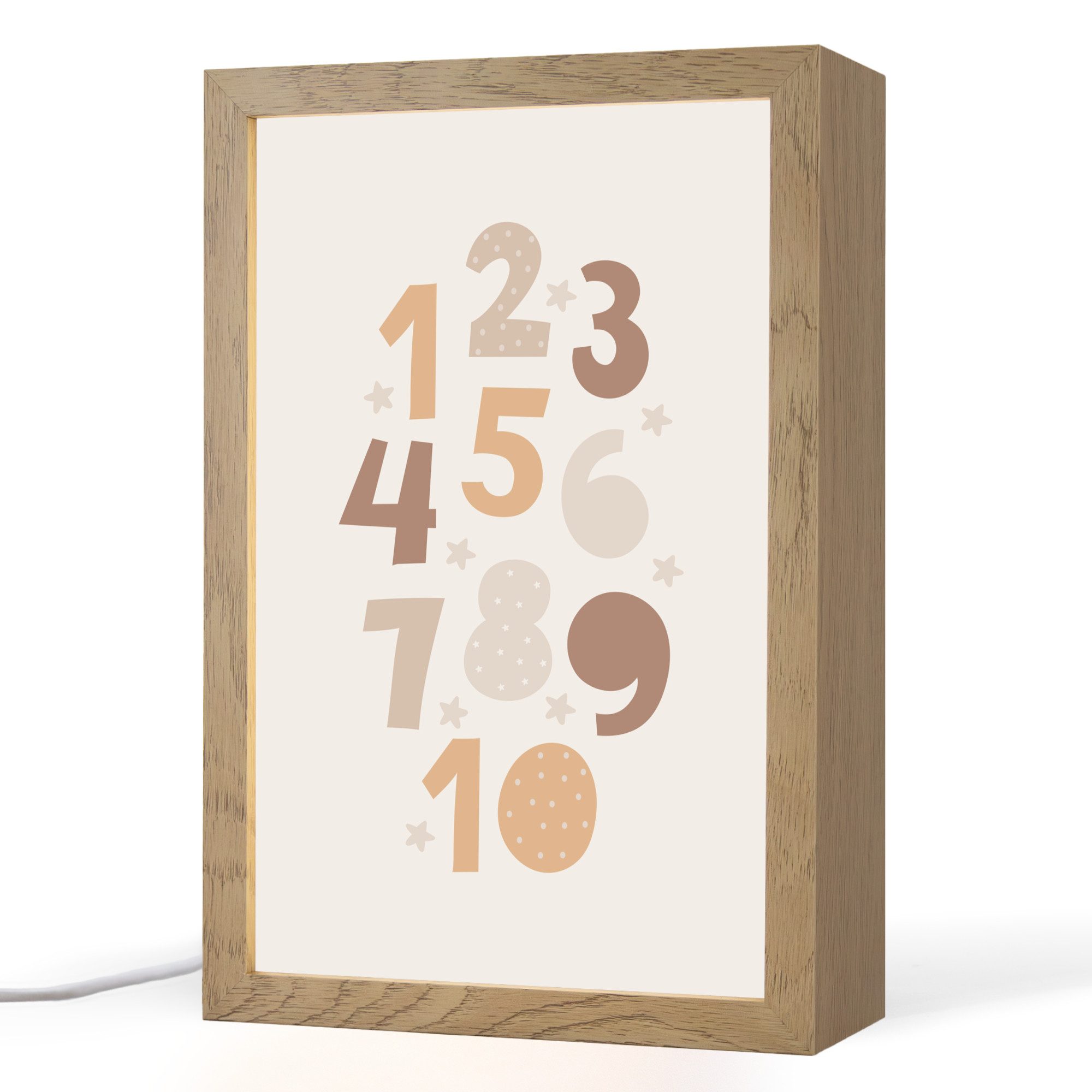 OnlyWow Nachttischlampe Lightbox Zahlen - Lernen - Zählen lernen - Zahlen üben für Kinder - Pa, Dimmbar, Farbwechsel, LED, Warmweiß, Kaltweiß, Neutralweiß Einstellbar, Kinderzimmer, Dimmbar, mit Kabel, Nachtlampe, LED, Tischleuchte