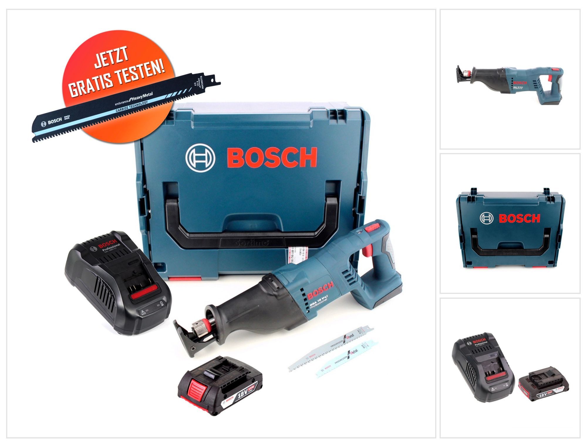 Bosch Professional Akku-Reciprosäge Gratis Bosch Carbide Säbelsägeblatt Bosch GSA 18 V-LI Akku Säbelsäge