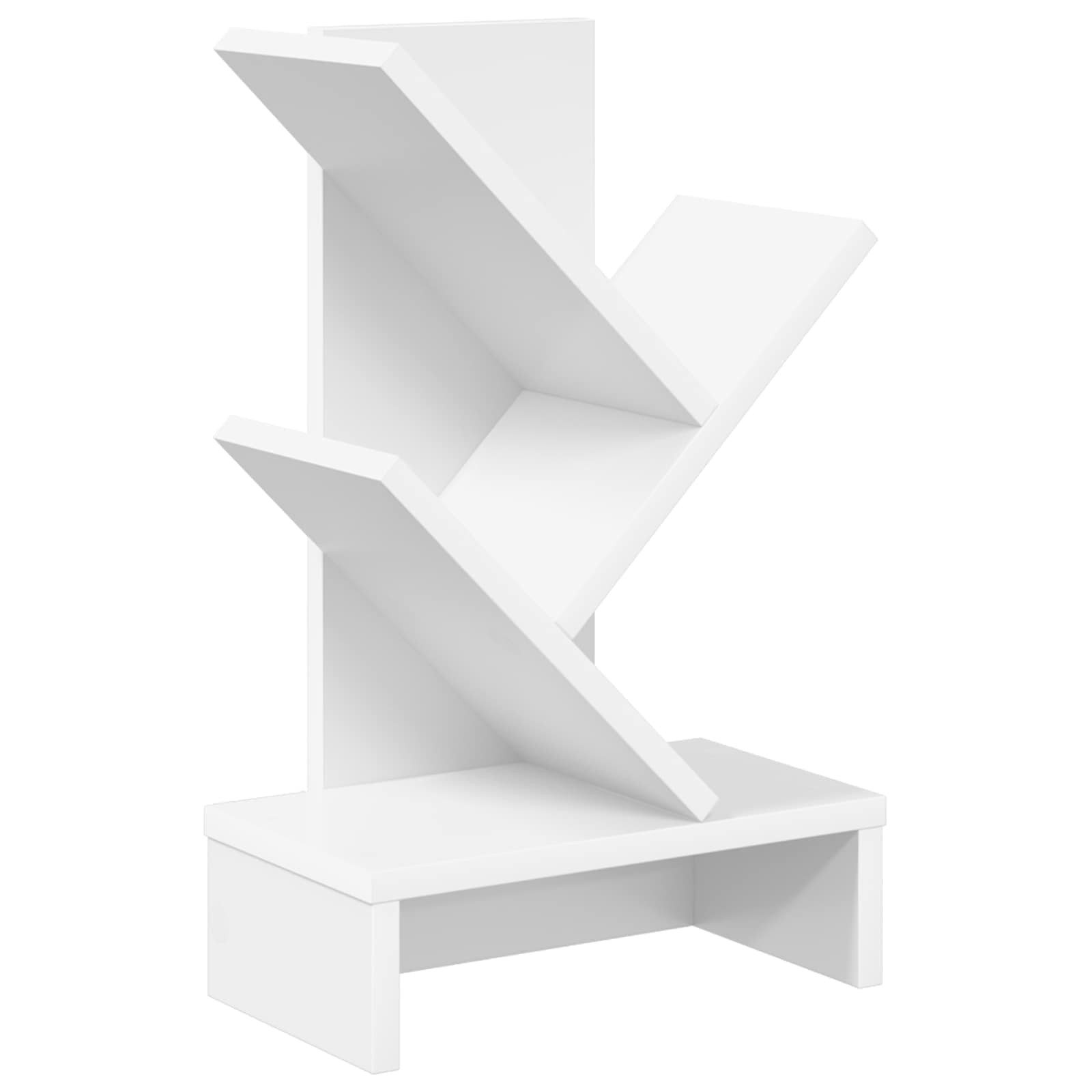 vidaXL Bücherregal Baumbücherregal 3-stöckig 30 x 18 x 48 cm Holzwerkstoff Weiß, 1-tlg.