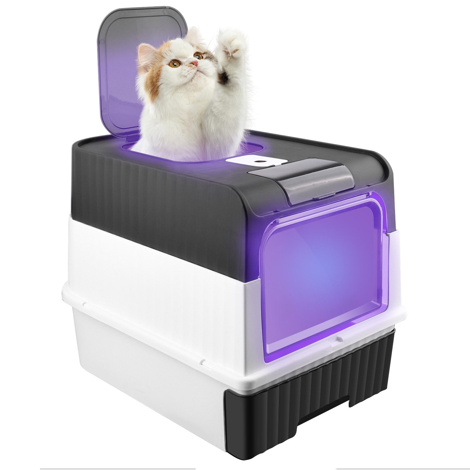 JEOBEST Katzentoilette Katzenklo, Katzentoilette mit UV-Sterilisation, Deodorierung & Sterilisation, mit Schaufel & Schublade