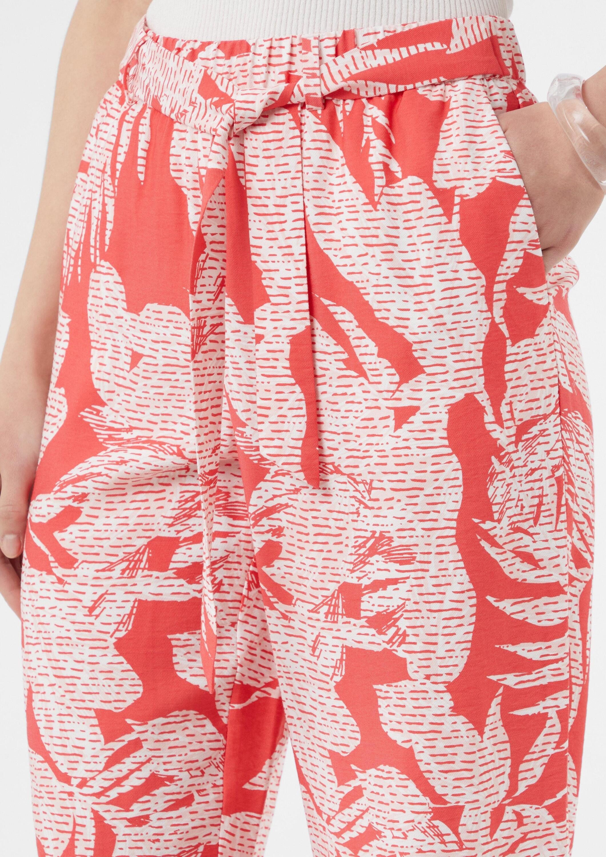 comma Culotte Hose Crop-Hose aus Viskosemix im Relaxed Fit mit All-over-Print
