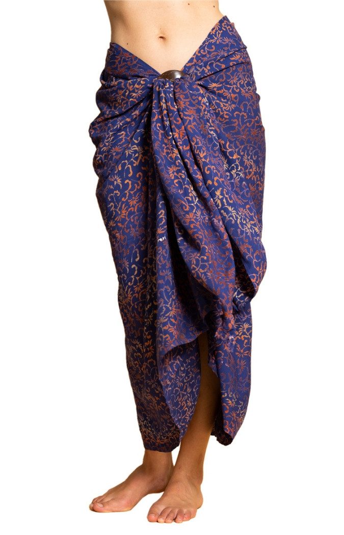 Sarong Pareo Tuch blickdicht Blautöne aus Viskose - Strandtuch & Wickelkleid