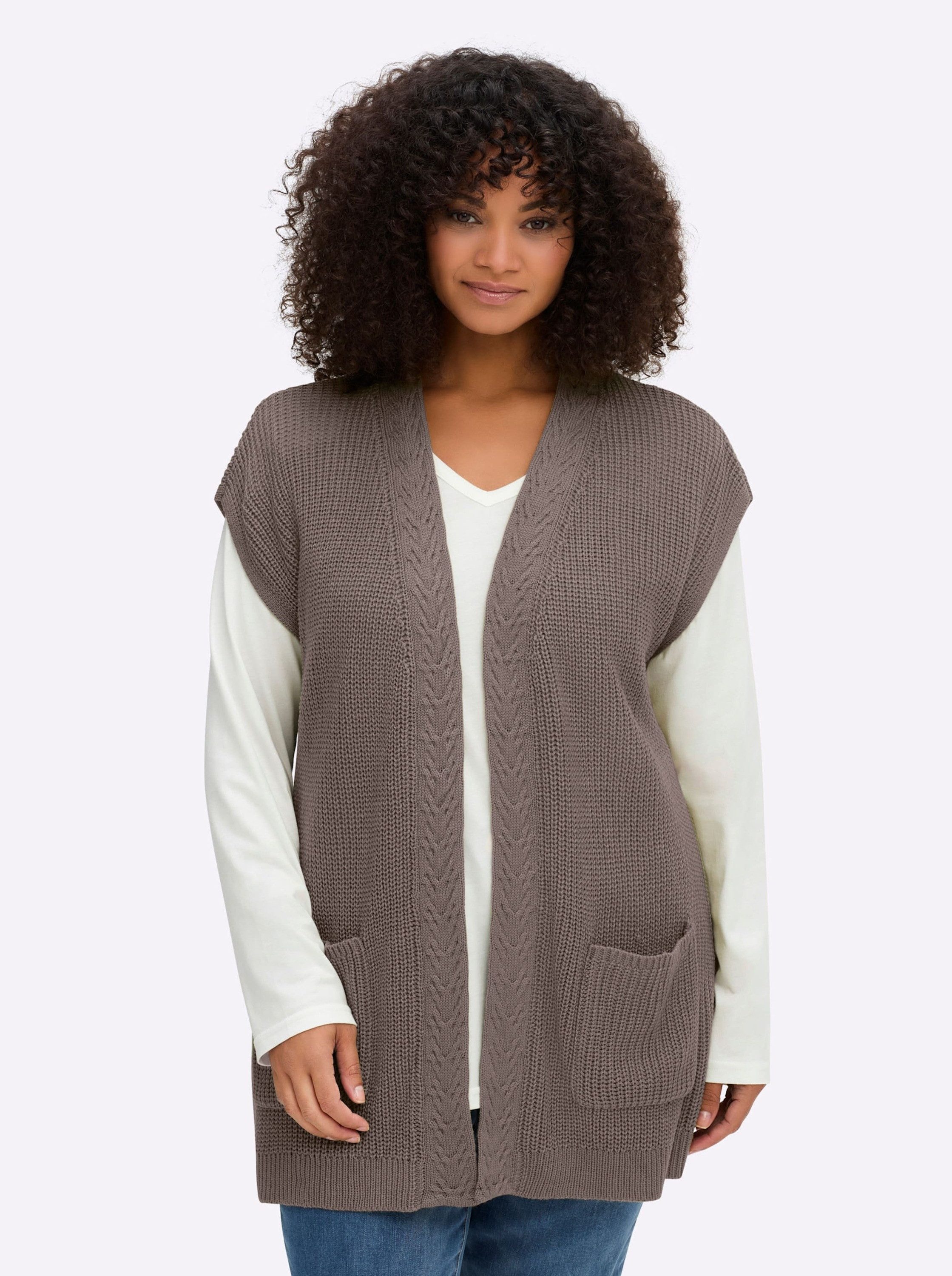 Sieh an! Strickweste Strickweste Ärmellos Rippoptik