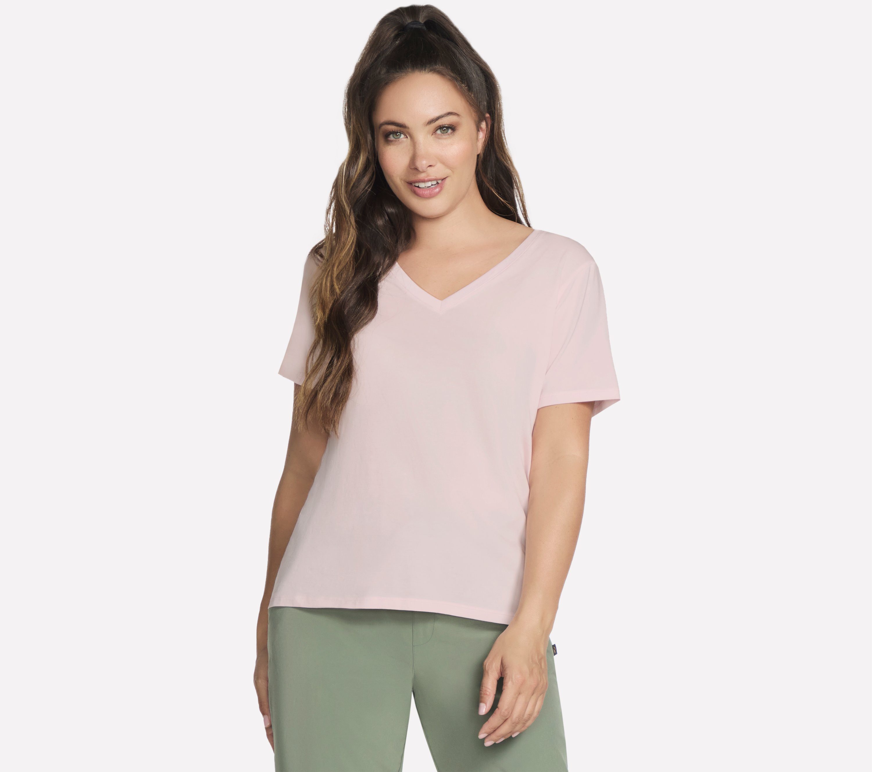 Skechers T-Shirt mit V-Ausschnitt, kurzärmlig, ultraleicht, atmungsaktiv