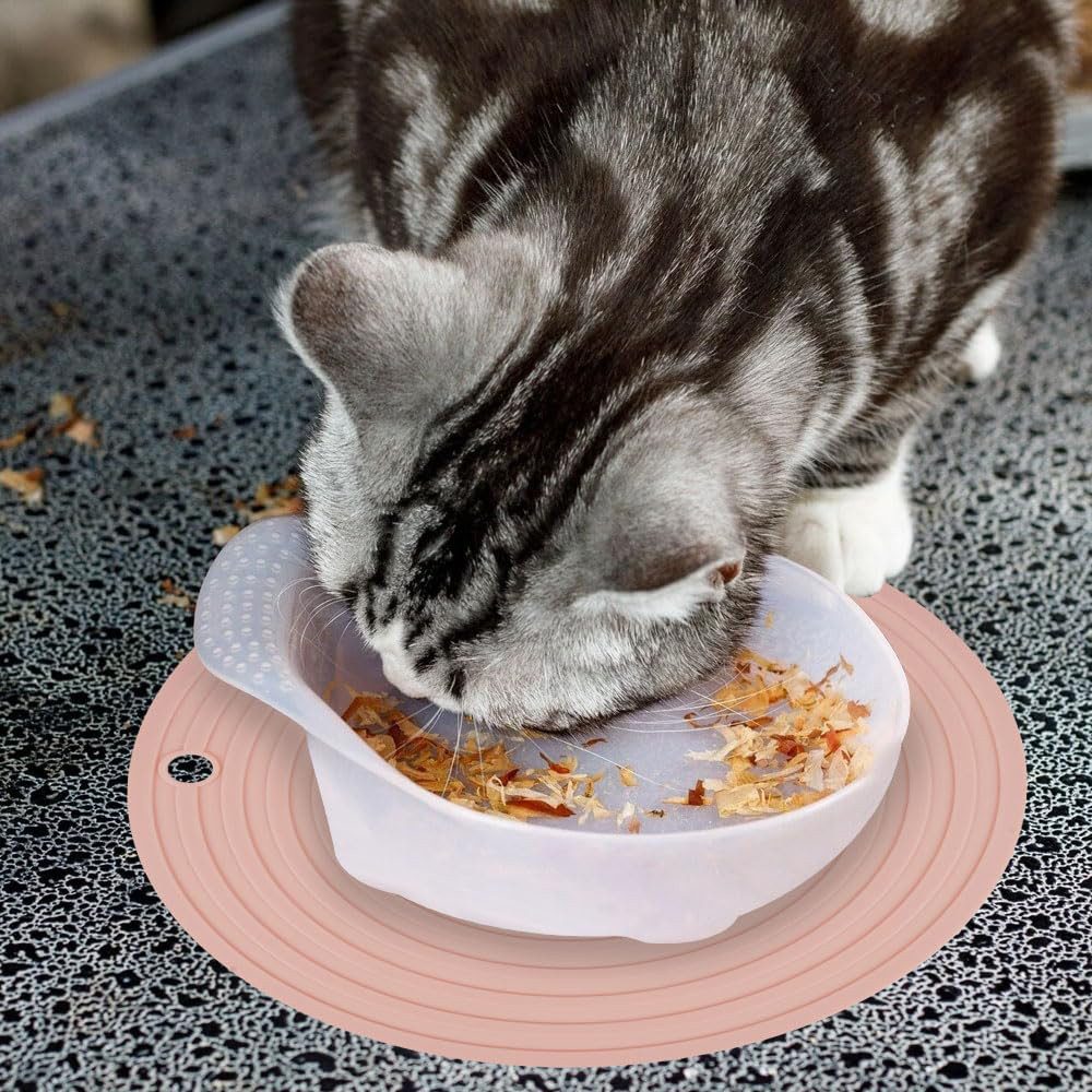 Ledander Napfunterlage 2er-Set Napfunterlage für Hunde und Katzen,– Silikon Futtermatte, geeignet für mittelgroße bis kleine Haustiere, in Pink und Grau – Bild 4 von 5
