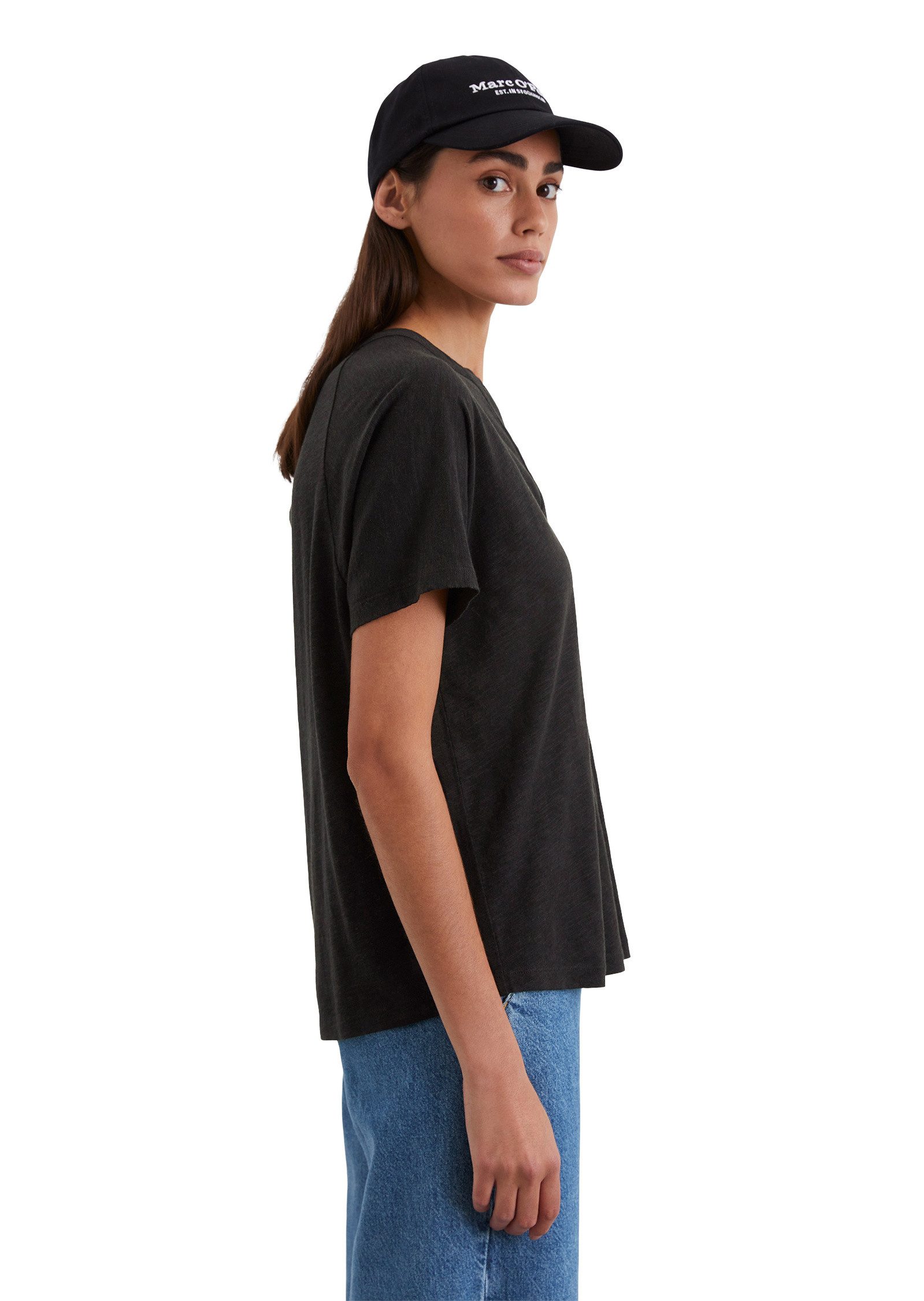 Marc O'Polo Kurzarmbluse aus Organic Cotton-Viskose-Slub-Jersey günstig online kaufen