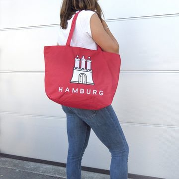 Sonia Originelli Umhängetasche Shopper Hamburg Bestickung Tragetasche Einkaufsbeutel rot