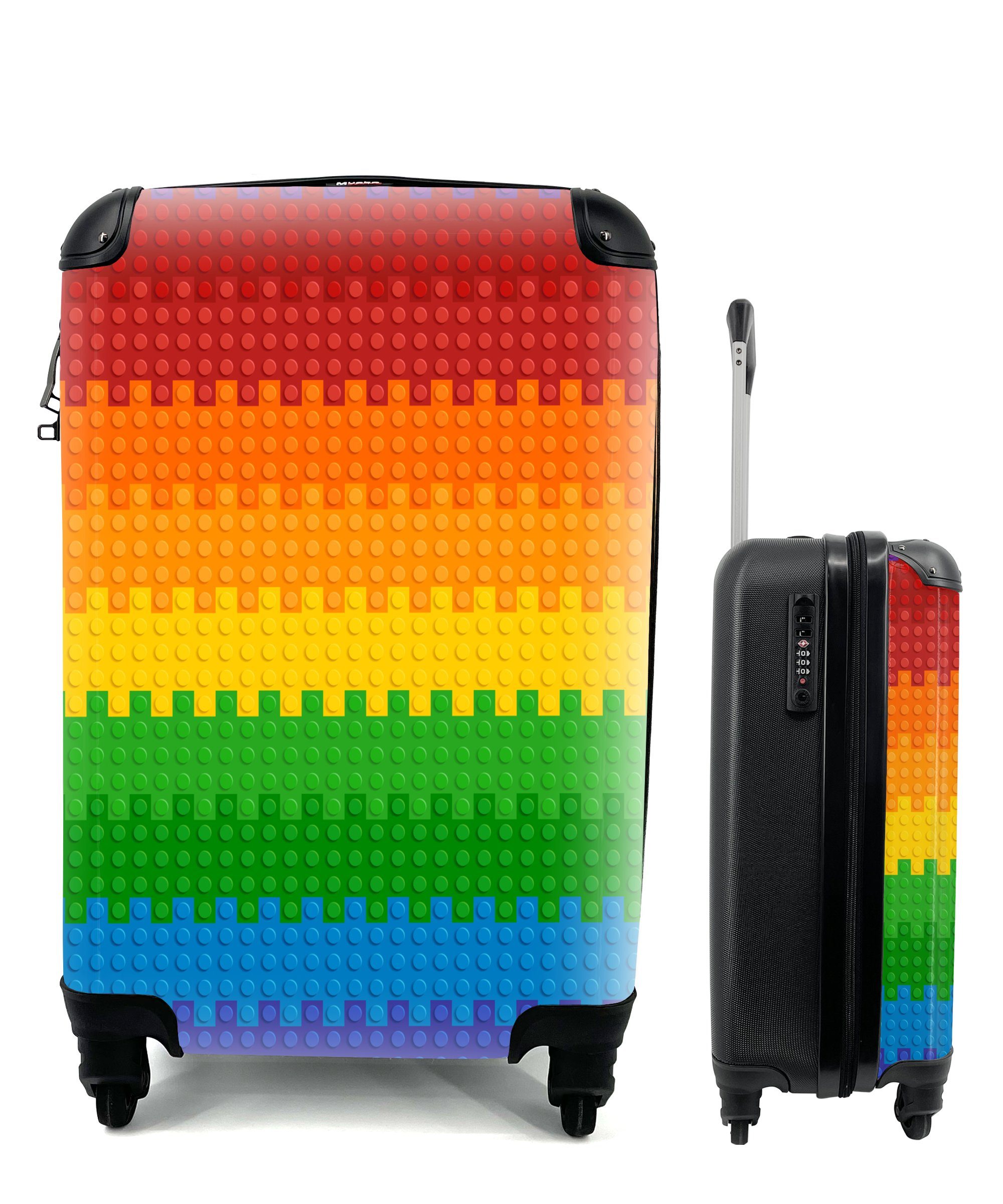 MuchoWow Trolley, 4 Handgepäck Regenbogen, Reisetasche für Patoon Reisekoffer mit Rollen, Ferien, Handgepäckkoffer rollen, -