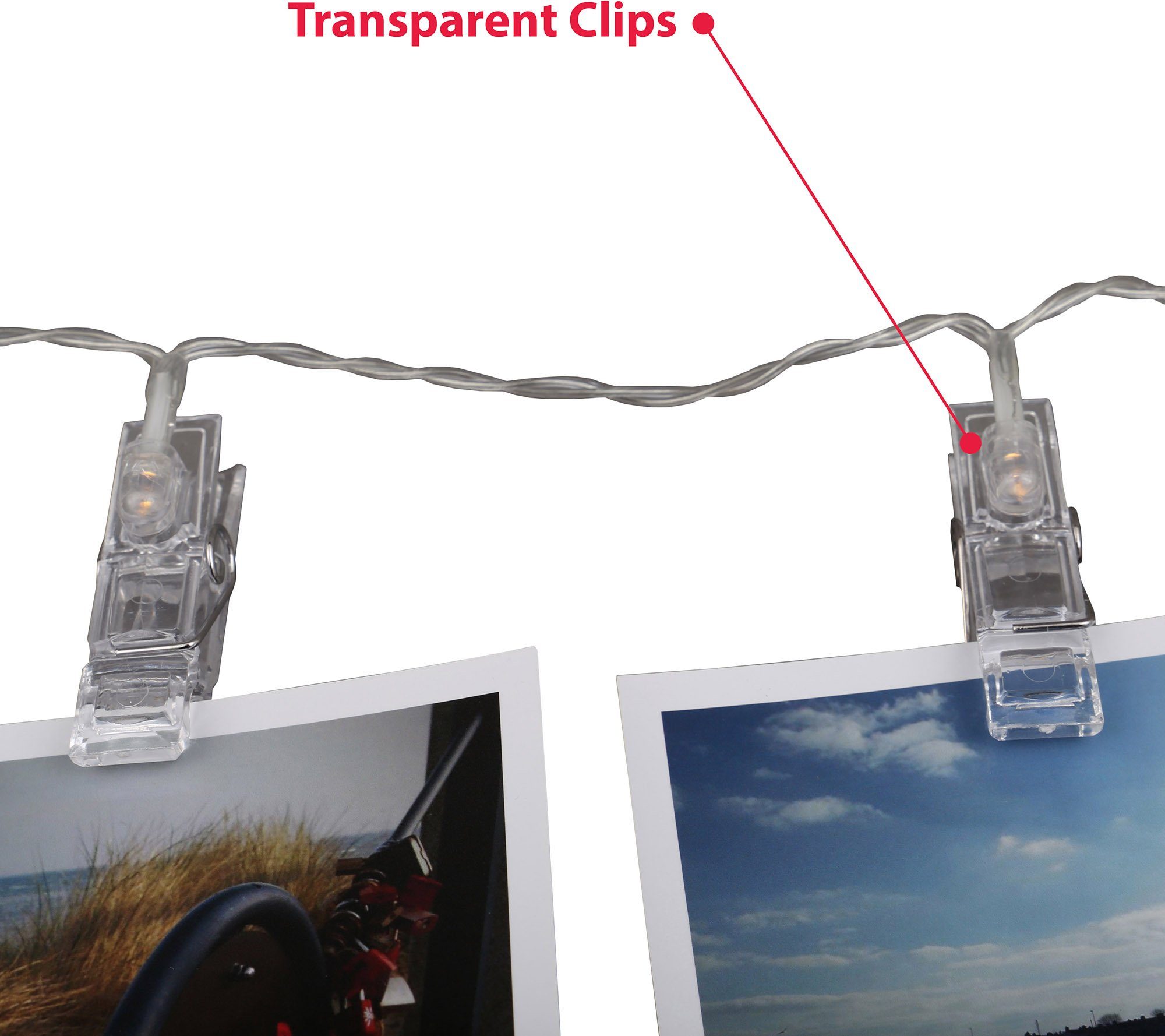 B.K.Licht Photo-Clips mit Fotolichterkette Rana, 40 LED-Lichterkette 5m LED Stimmungsbeleuchtung