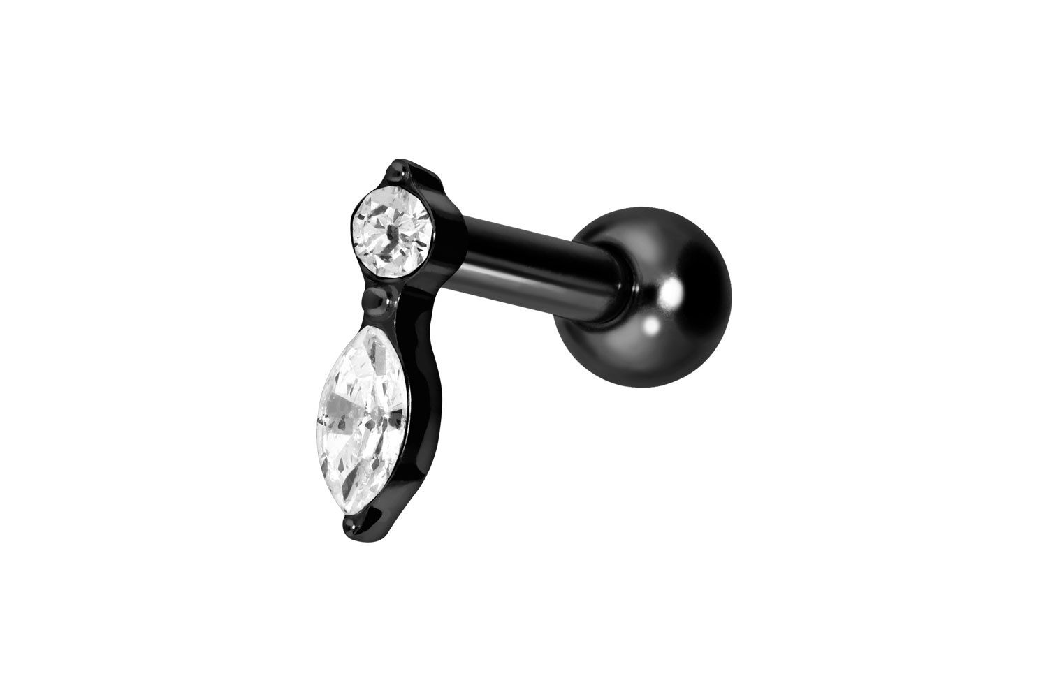 Piercing-Set Titan Ohrpiercing mit Innengewinde KRISTALLBLATT