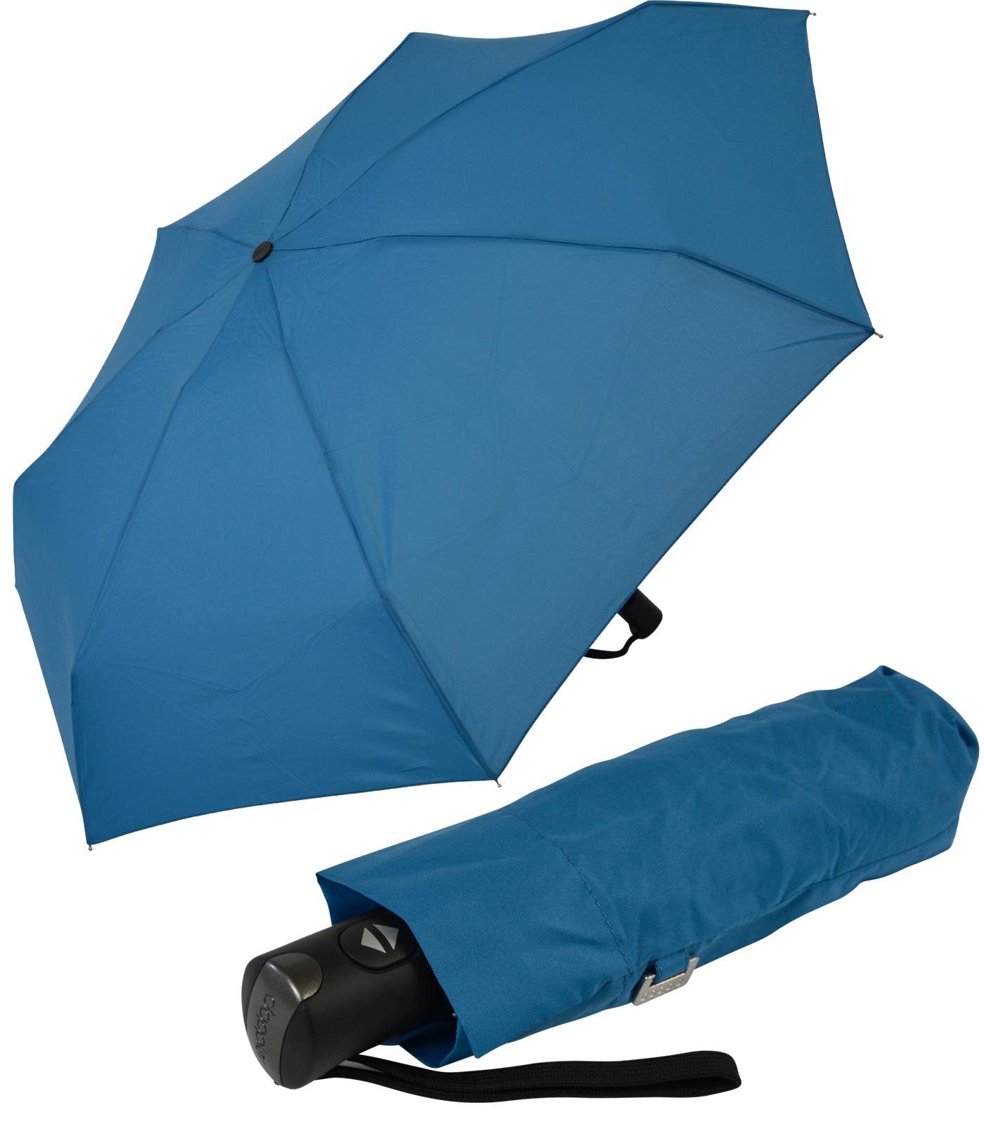 doppler® Taschenregenschirm Magic XS Carbonsteel Auf-Zu-Automatik ultra blue, kleiner Automatikschirm - stabil und elegant navy