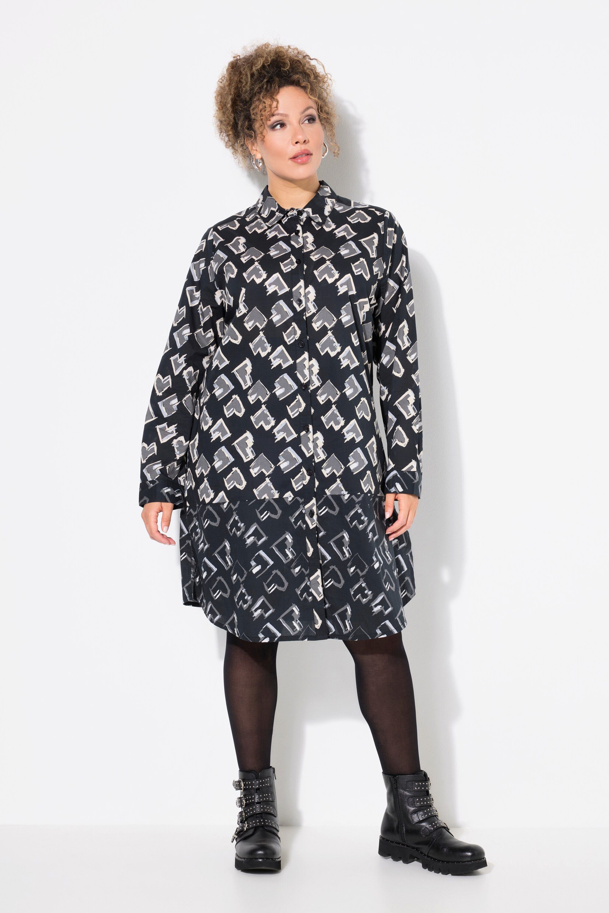 Ulla Popken Longbluse Longbluse Herzen A-Linie günstig online kaufen