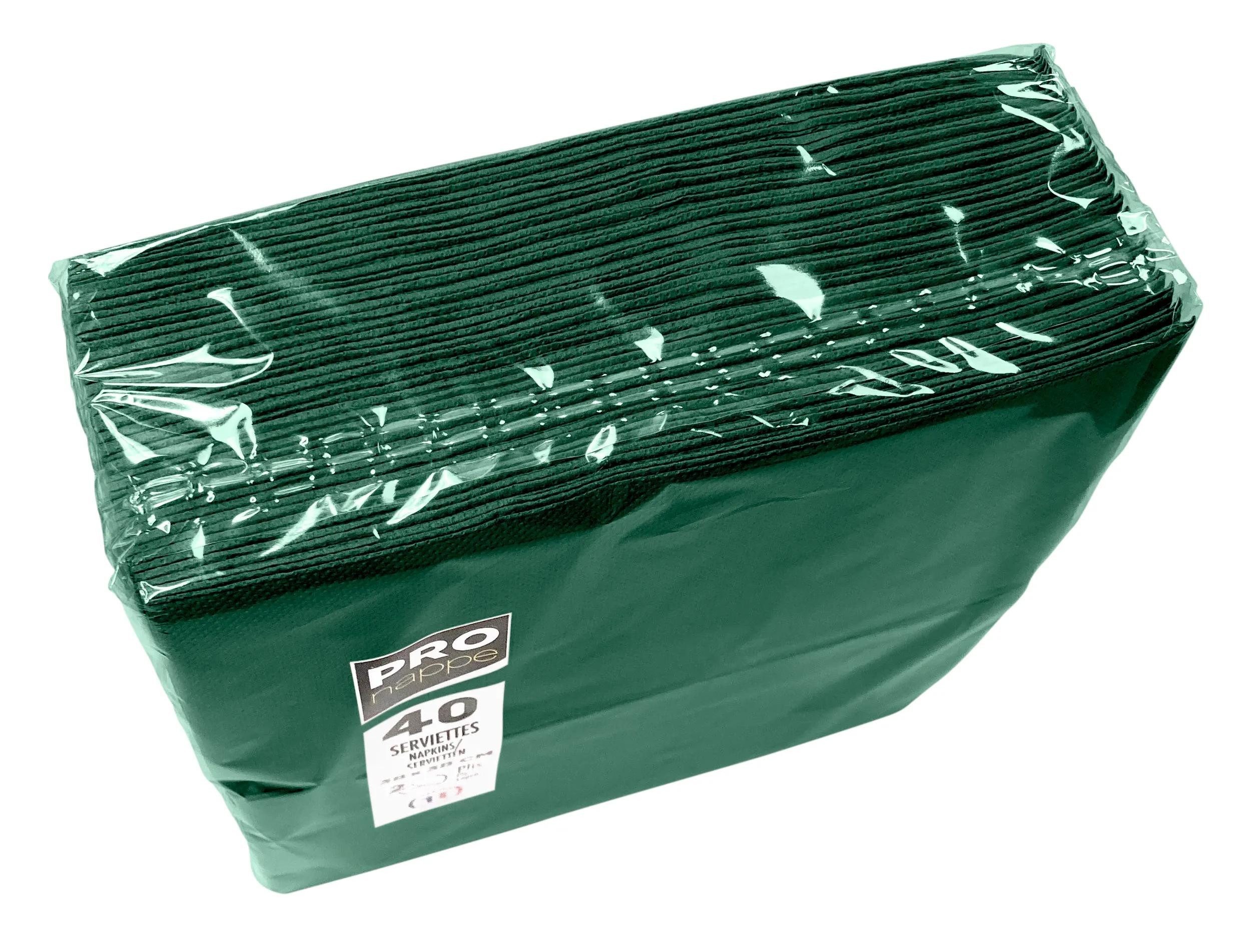 PROnappe Tischband 30x Tissue-Servietten Pack 40 St 1/8 Falz 38x38cm Tannengrün SV623907I, Serviettes ouate micro gaufré