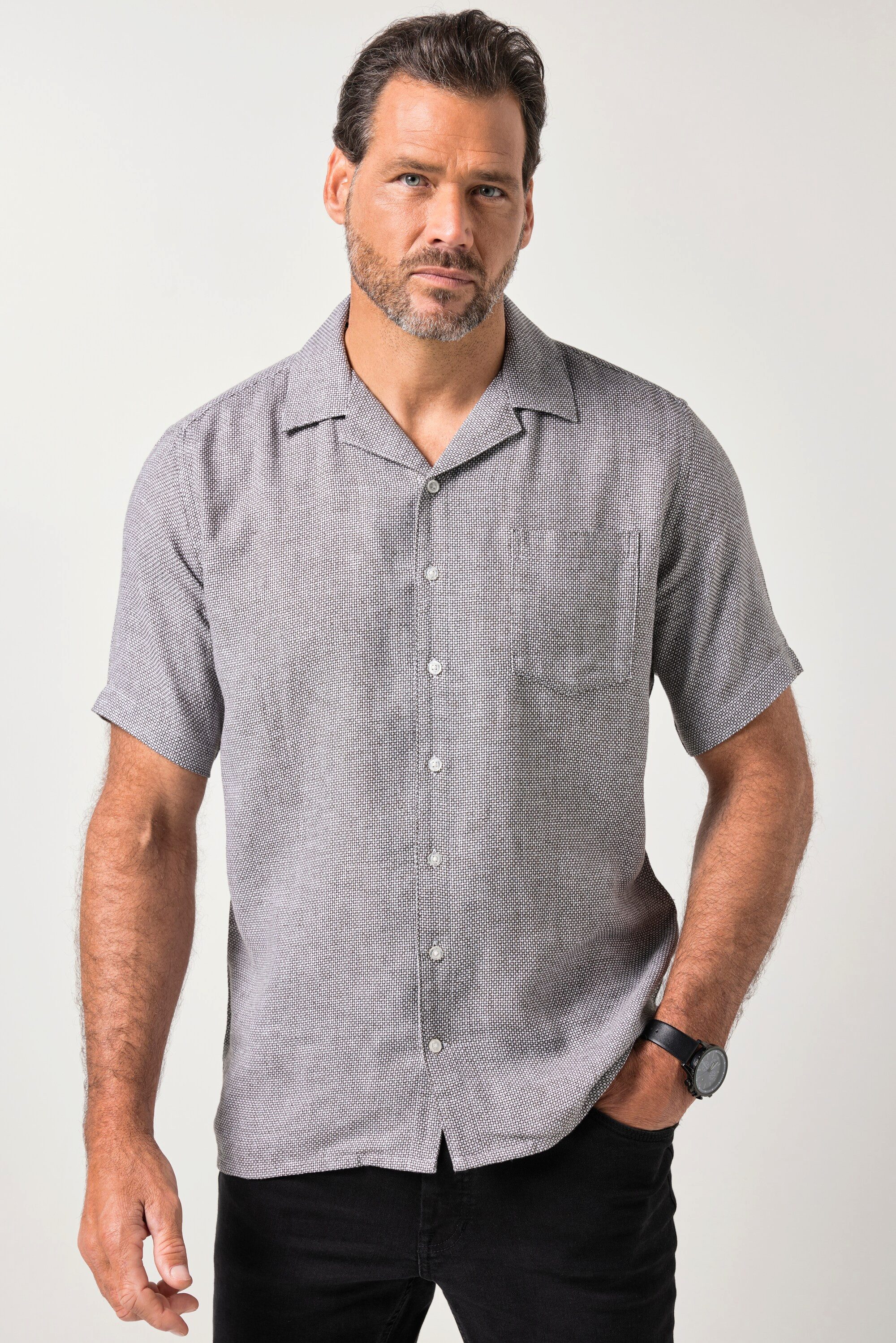JP1880 Kurzarmhemd Leinenmix-Hemd Halbarm Cuba-Kragen Cuba Fit günstig online kaufen