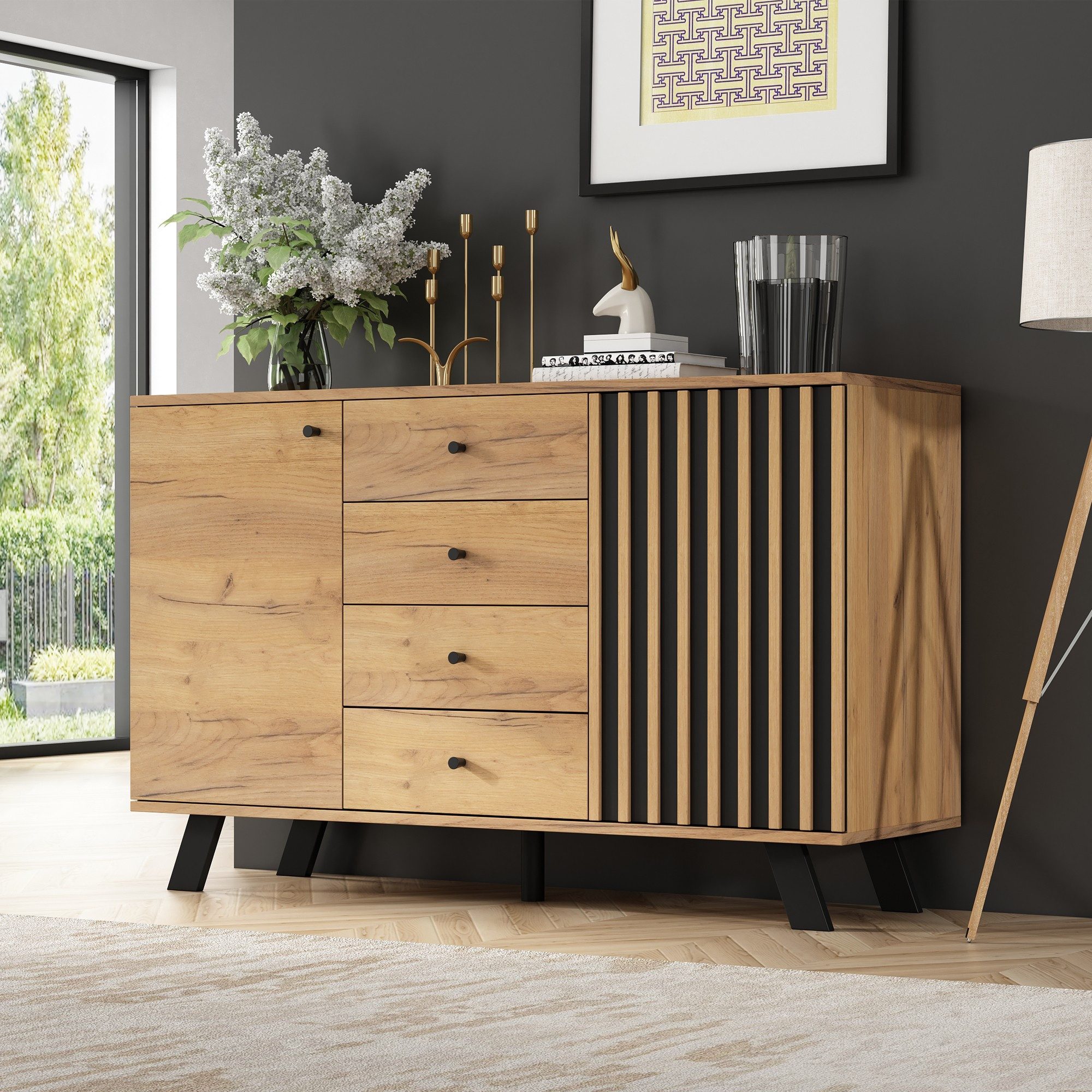 BlingBin Sideboard Eckschrank, Kommode mit 4 günstig online kaufen
