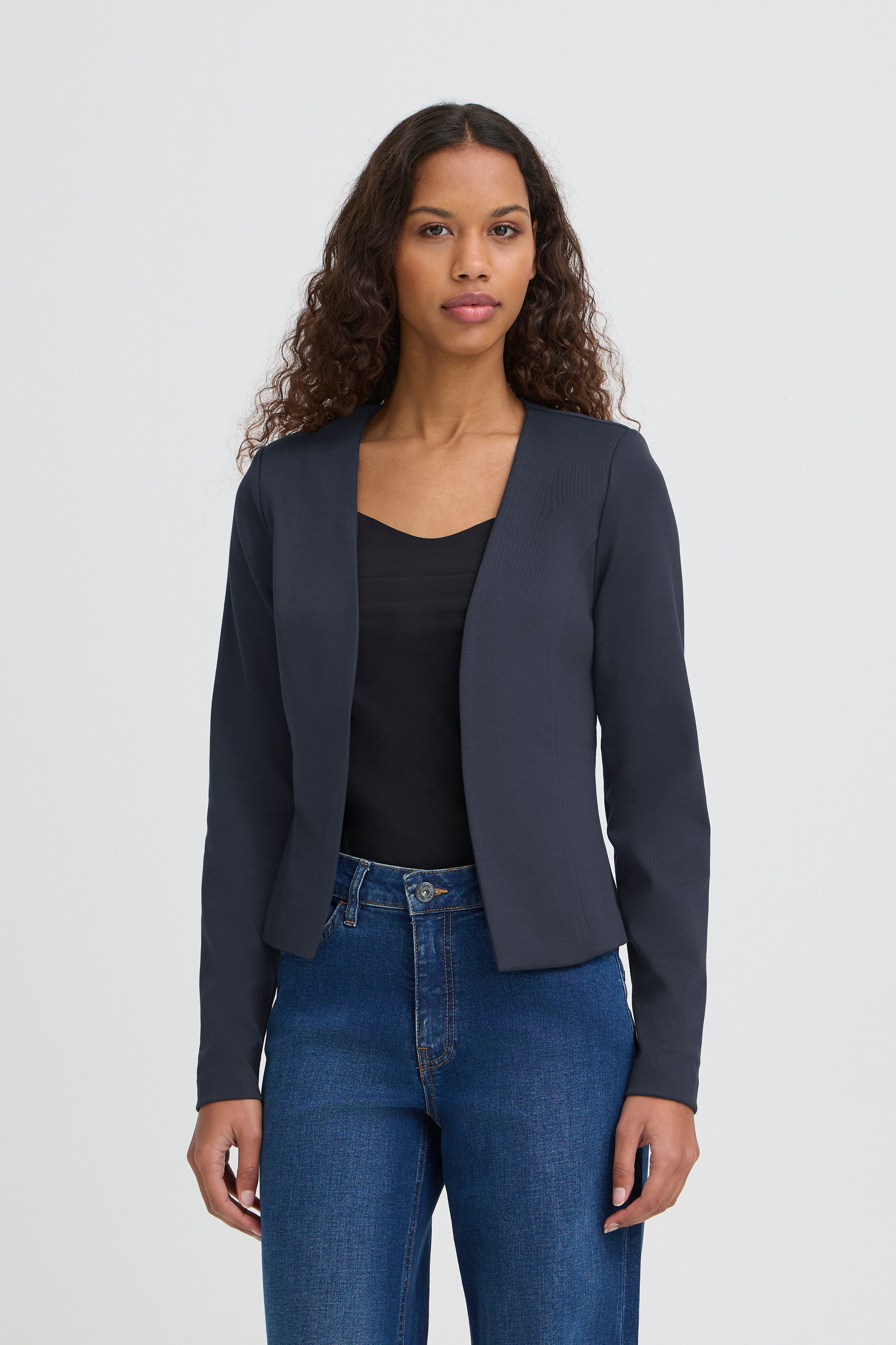 ICHI Kurzblazer IHKATE SHORT BL Materialmix, Regular fit