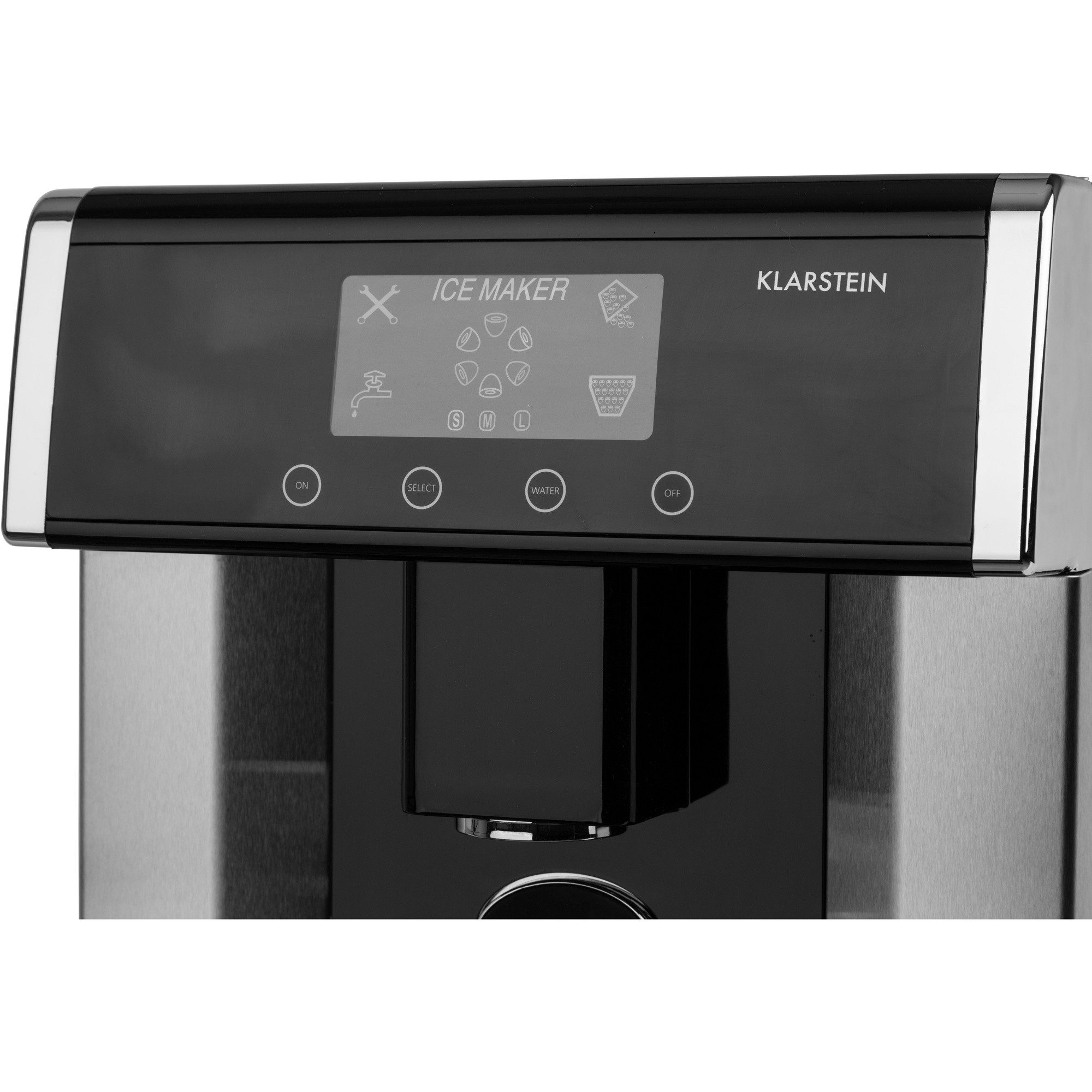 Klarstein Eiswürfelmaschine Eiszeit Eiswürfelmaschine Edelstahl 15 kg/24h 3 Größen silber, Eiswürfelbereiter Ice Cube Maker Ice Maker mit LCD & Wassertank