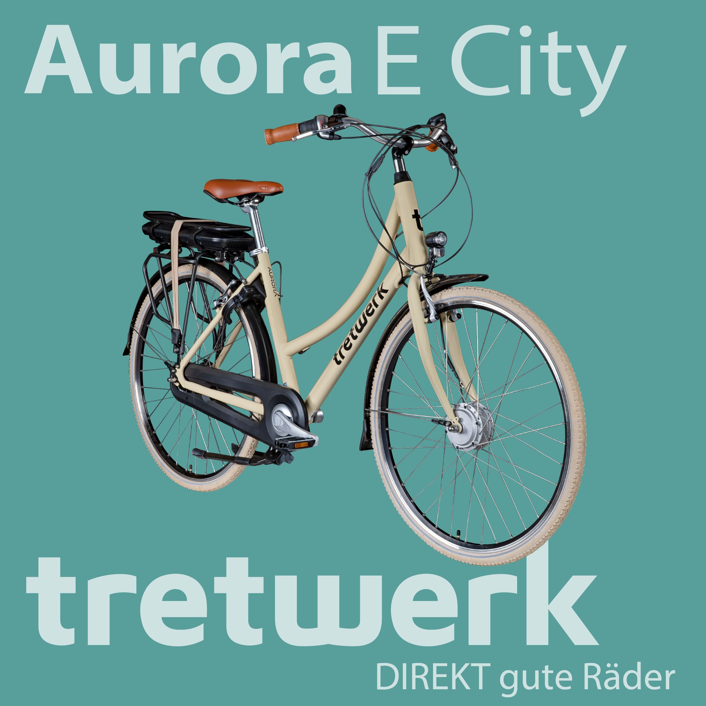 Tretwerk E-Bike Cityrad Aurora, 7 Gang, Nabenschaltung, Frontmotor, 522 Wh, Pedelec, Elektrofahrrad für Damen und Herren