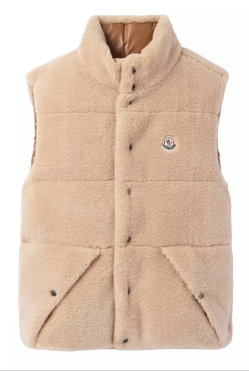 MONCLER Wendeweste Wendbare Daunenweste Jacke Gilet Zwei-Wege-Reißverschluss, Druckknopfverschluss, Teddyfleece