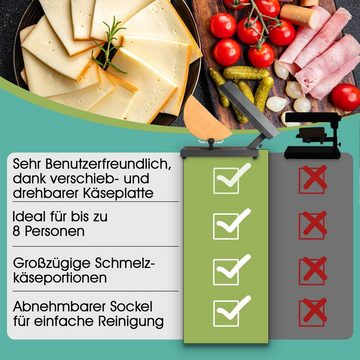 bmf-versand Raclette Raclette Grill Schweizer Käseschmelzer Tischgrill Schmelzgerät Stück, 400,00 W, Ein-/Ausschalter, Besonders leistungsstark, Inklusive Zubehör