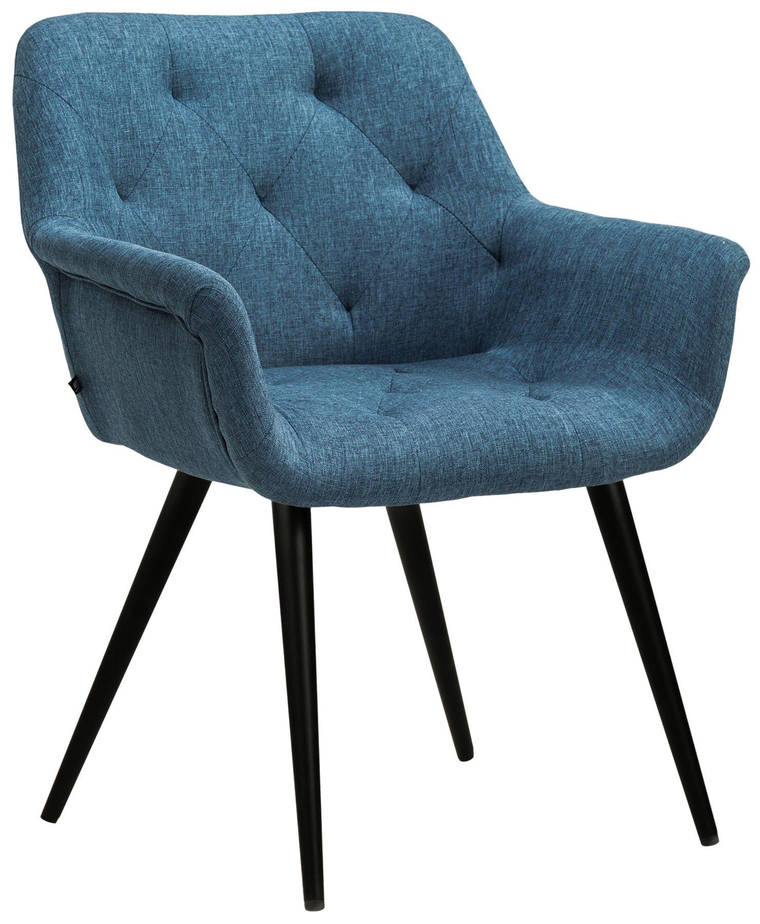 TPFLiving Esszimmerstuhl Lamfol mit hochwertig gepolsterter Sitzfläche - Konferenzstuhl (Küchenstuhl - Esstischstuhl - Wohnzimmerstuhl), Gestell: Metall schwarz - Sitzfläche: Stoff blau