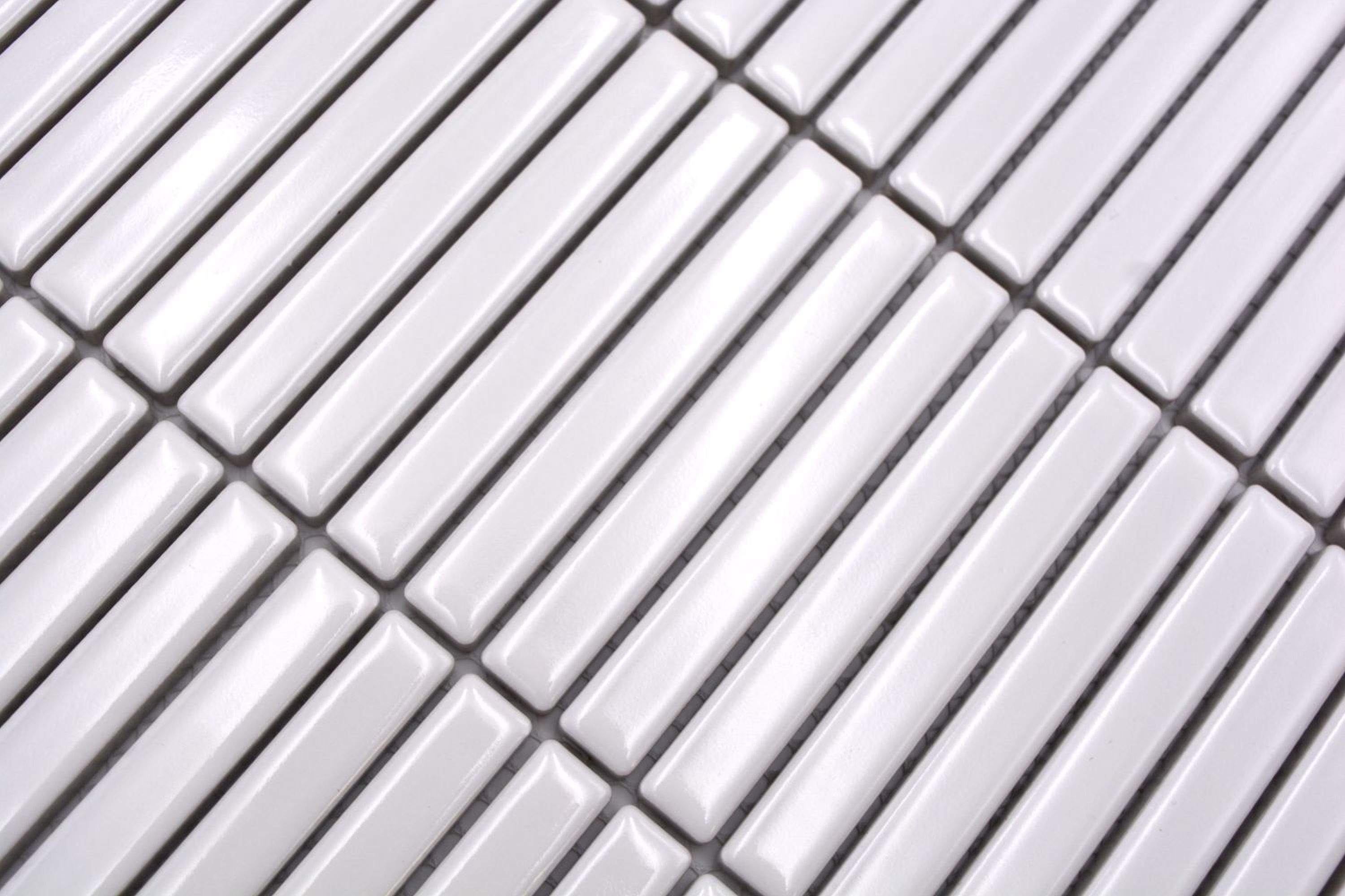 Mosani Mosaikfliesen Keramikmosaik Mosaikfliesen weiss glänzend