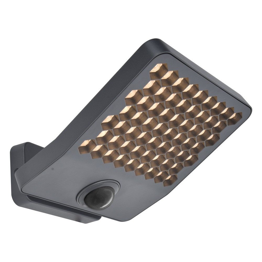 LUTEC LED Außen-Wandleuchte, LED-Leuchtmittel fest verbaut, Warmweiß, Außenwandleuchte Fassadenlampe Bewegungsmelder Anthrazit IP54 L 22,4cm