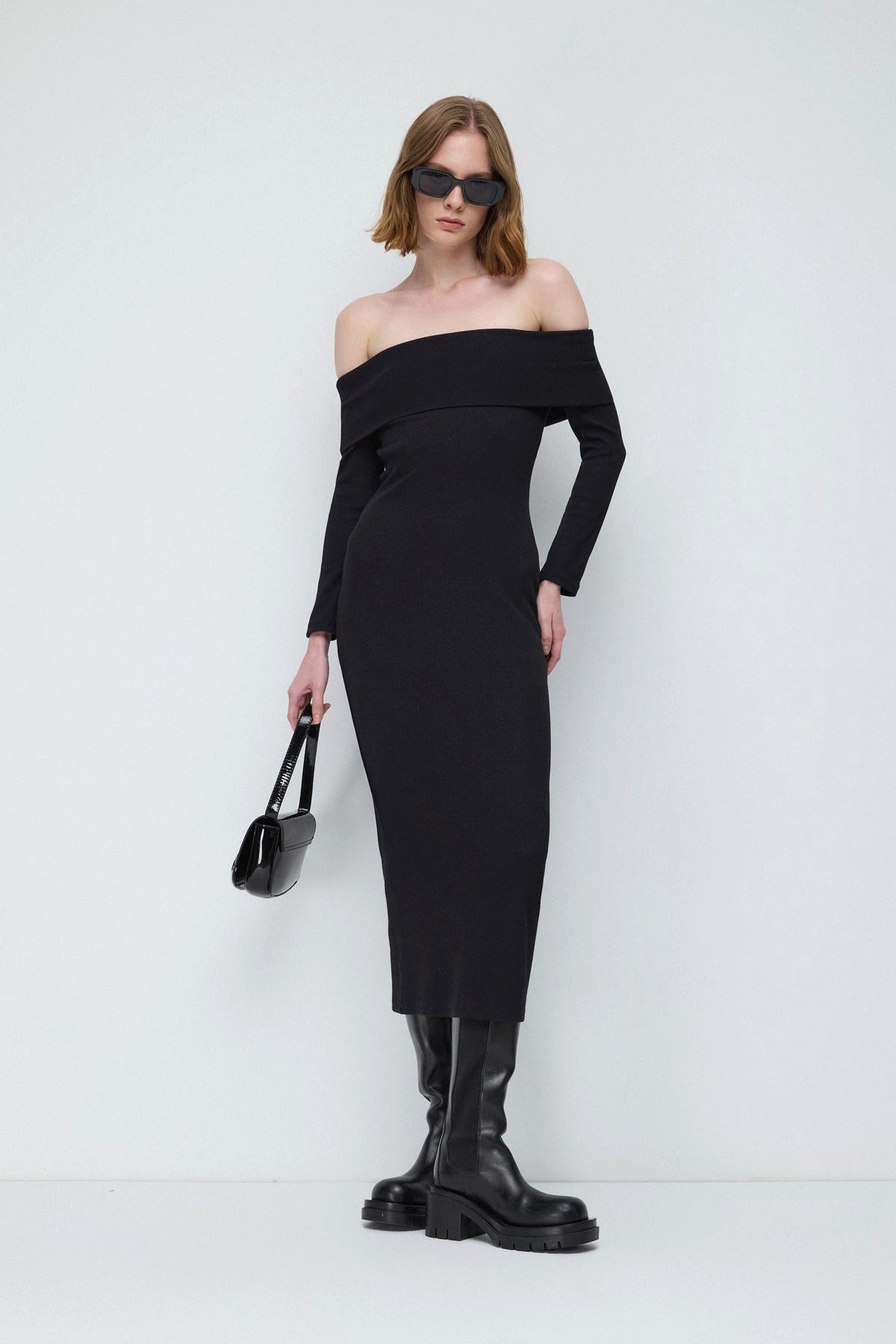 Midikleid Schulterfreies Midikleid