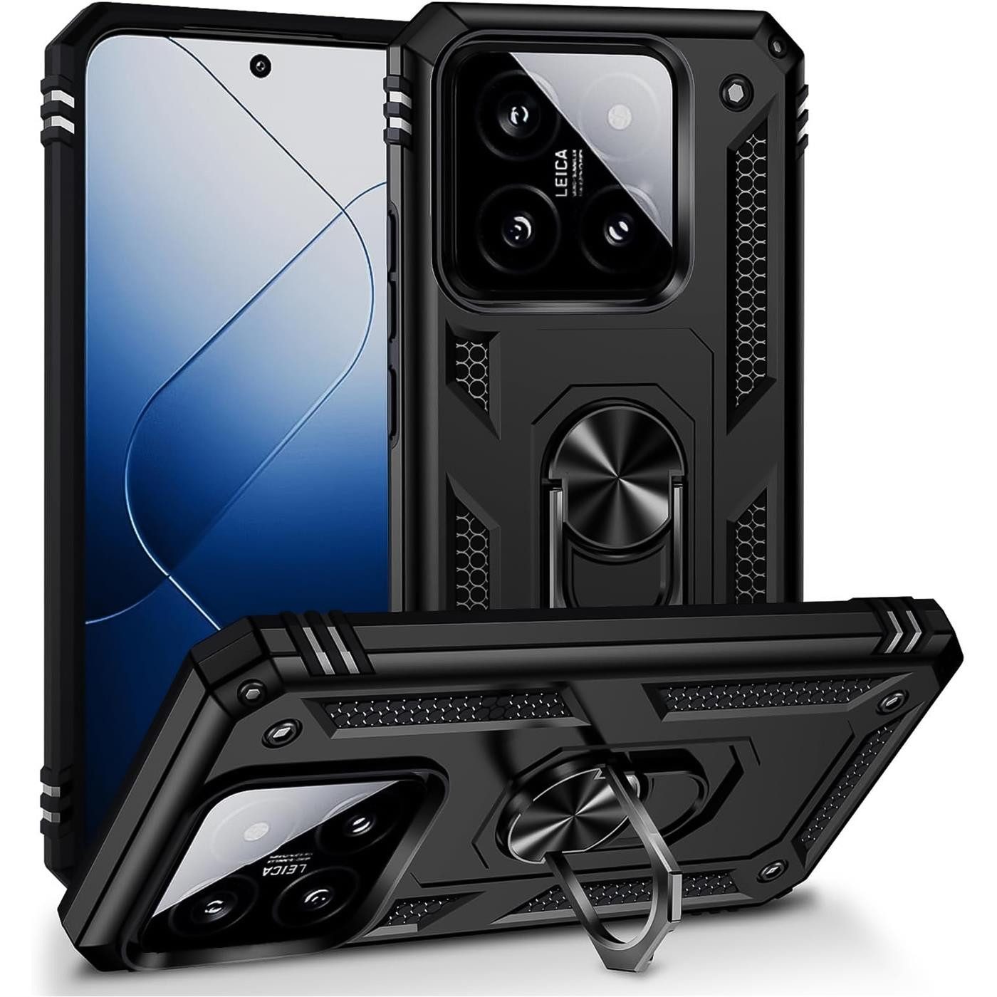 CoolGadget Handyhülle Armor Shield Case für Xiaomi 14 Pro 6,73 Zoll, Outdoor Cover Magnet Ringhalterung Handy Hülle für Xiaomi 14 Pro 5G