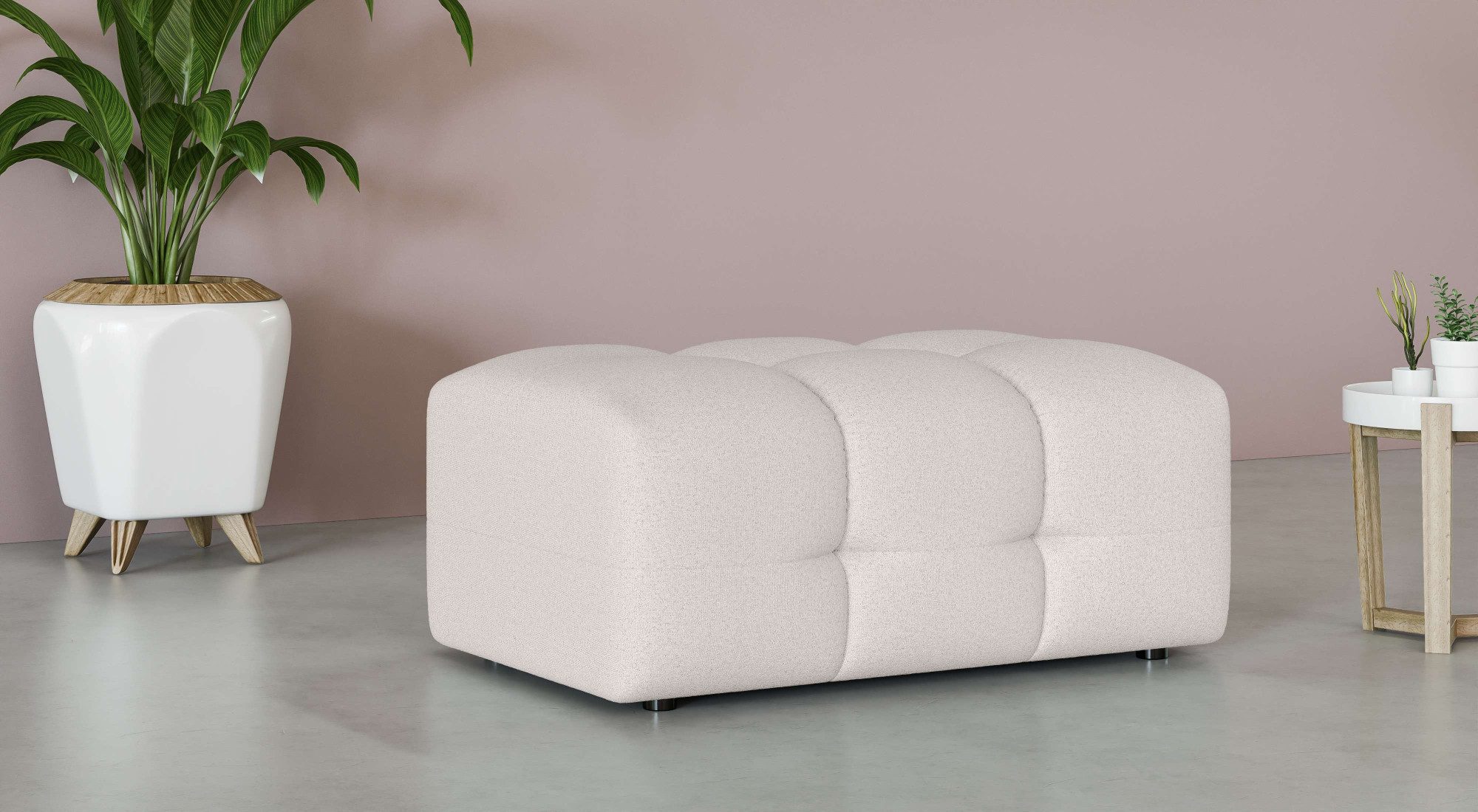 OTTO home Polsterhocker Manilla, trendige Steppung, passend zur Serie, B/T/H 100/68/45 cm, mit Wellenunterfederung, in verschiedenen Materialien und Farben