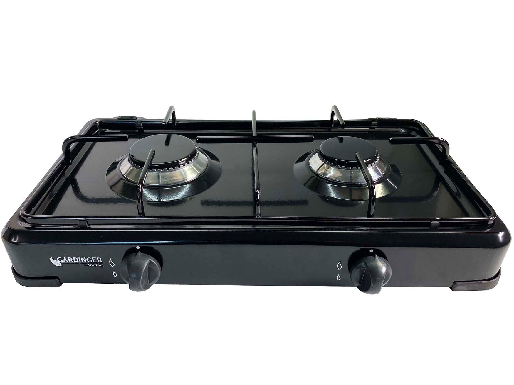 GARDINGER Taschenkocher Campingkocher Duo base schwarz zweiflammig ohne Deckel 30 mbar, (1-St), windstabil, robust, mobil