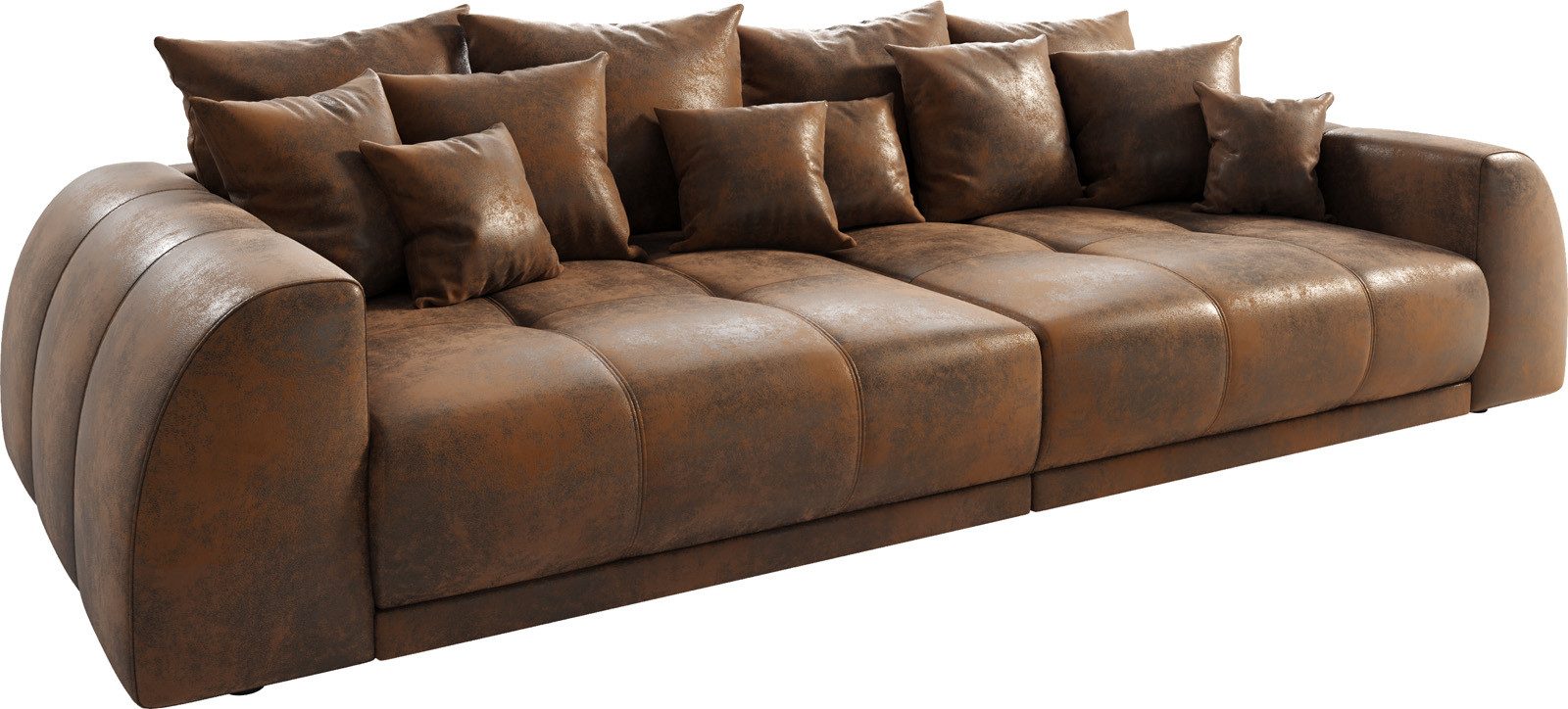 DELIFE Big-Sofa Violetta, Braun 310x135 cm Antik Optik inklusive Kissen Big-Sofa