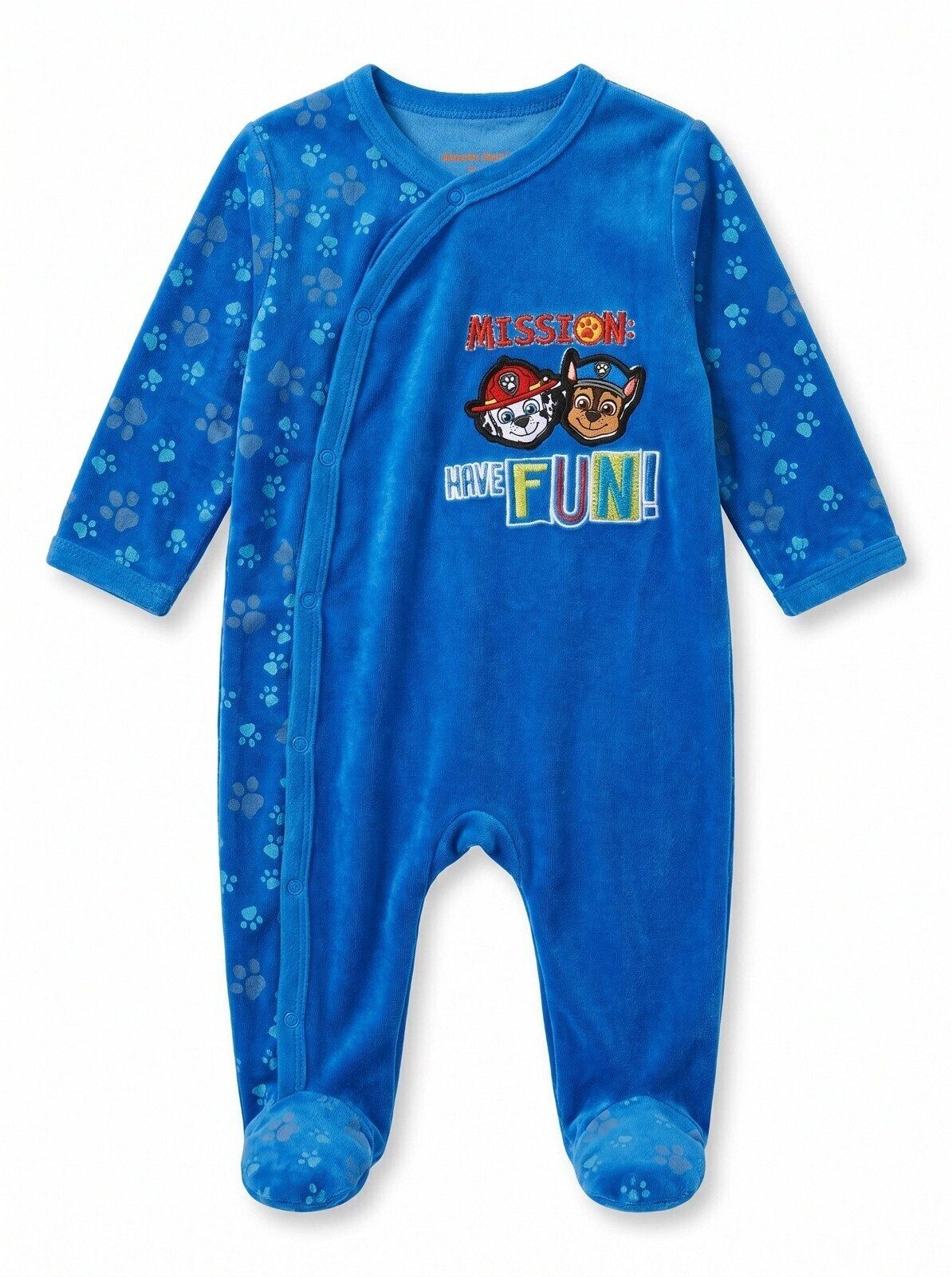 PAW PATROL Strampler Paw Patrol Chase Baby Kleinkind Velour Body Strampler Einteiler Gr.68-
