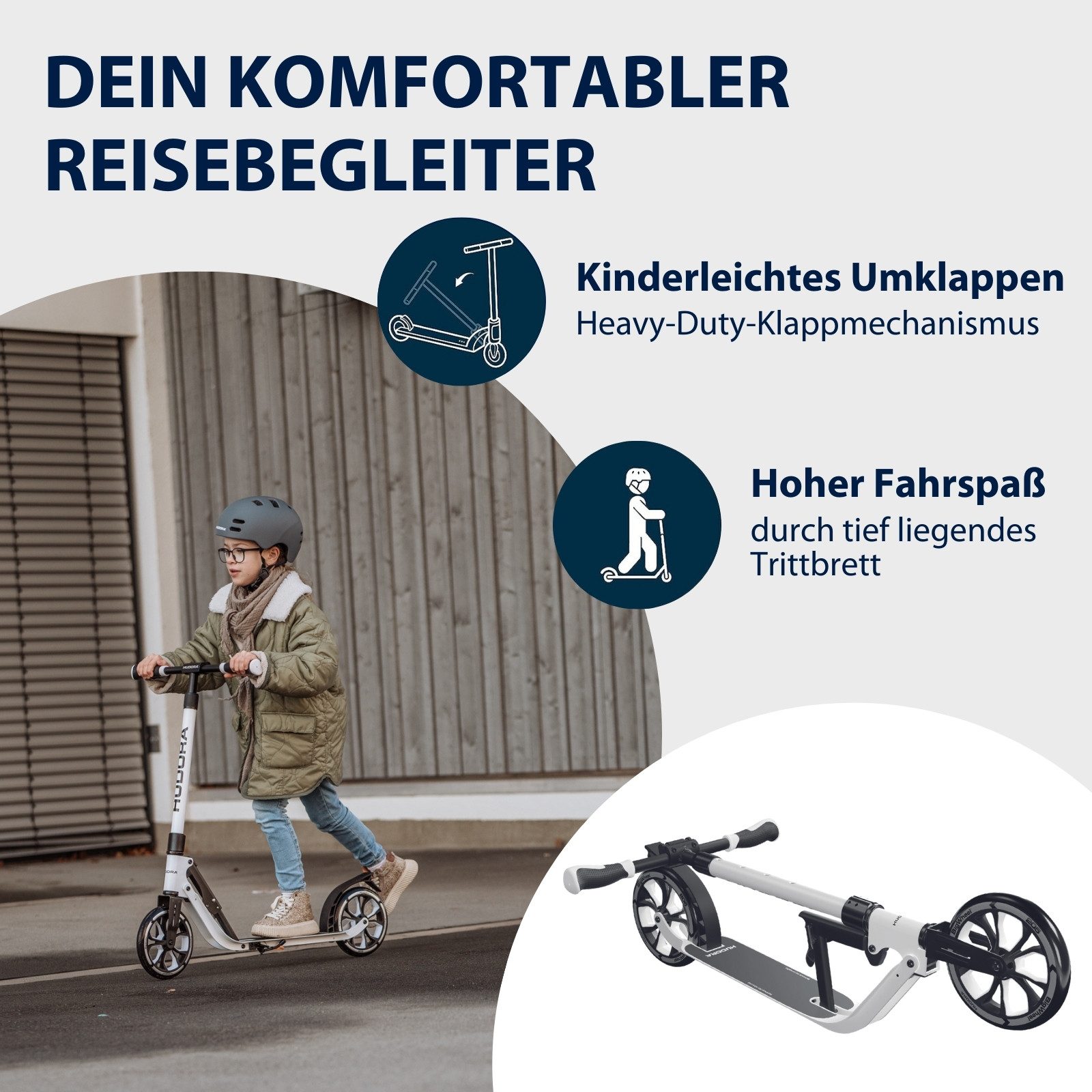 Hudora Cityroller BigWheel® 205 Advanced, Tretroller, (max. 100kg), einklappbarer, höhenverstellbarer Kick-Scooter – Bild 4 von 5