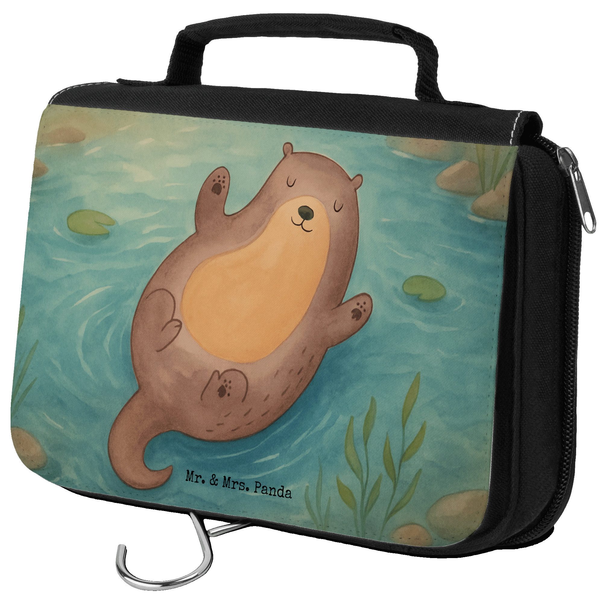 Kulturbeutel Otter Umarmen Design, Kosmetiktasche, Weiß, Kulturbeutel, Optimistisc
