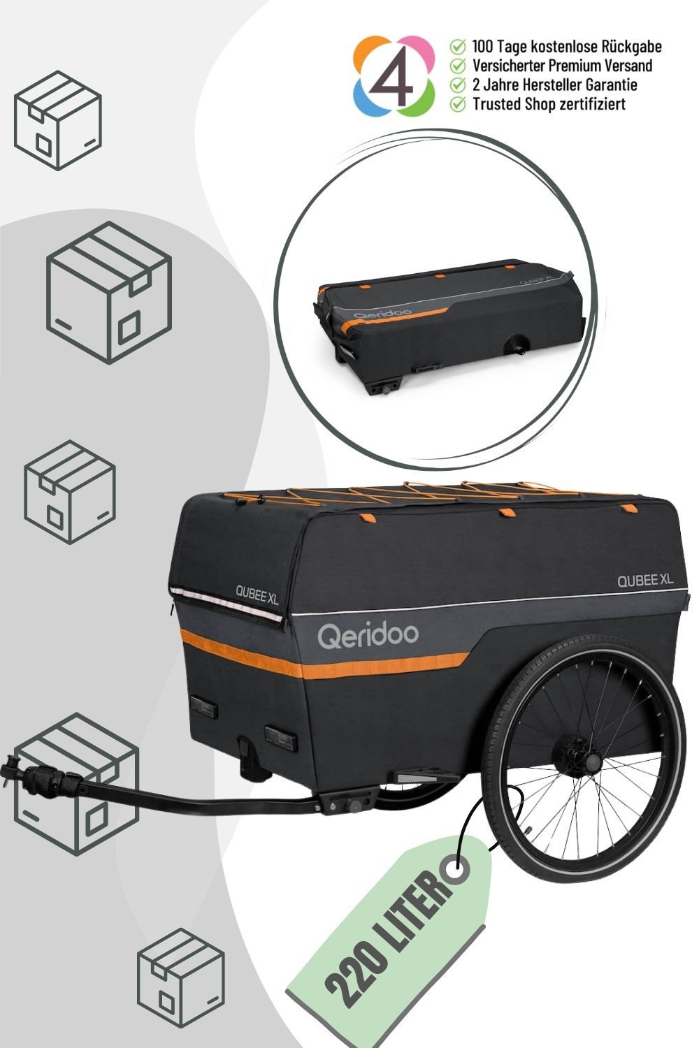 Qeridoo Fahrradlastenanhänger Qubee XL Cargo / Lastenanhänger -