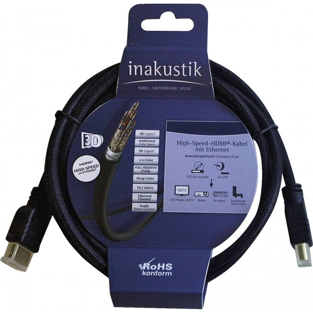 Inakustik Inakustik HDMI Электропровод 1,5 m - High Speed HDMI Электропровод Elektro-Kabel, HDMI, HDMI, Hochgeschwindigkeits-Datenübertragung