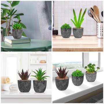 Belle Vous Dekoobjekt Kleine Kunstpflanzen (6er Set) für Zuhause, Arbeitsplatz & Bad, Mini Kunstpflanzen (6 STK) für Haus, Büro & Badezimmer