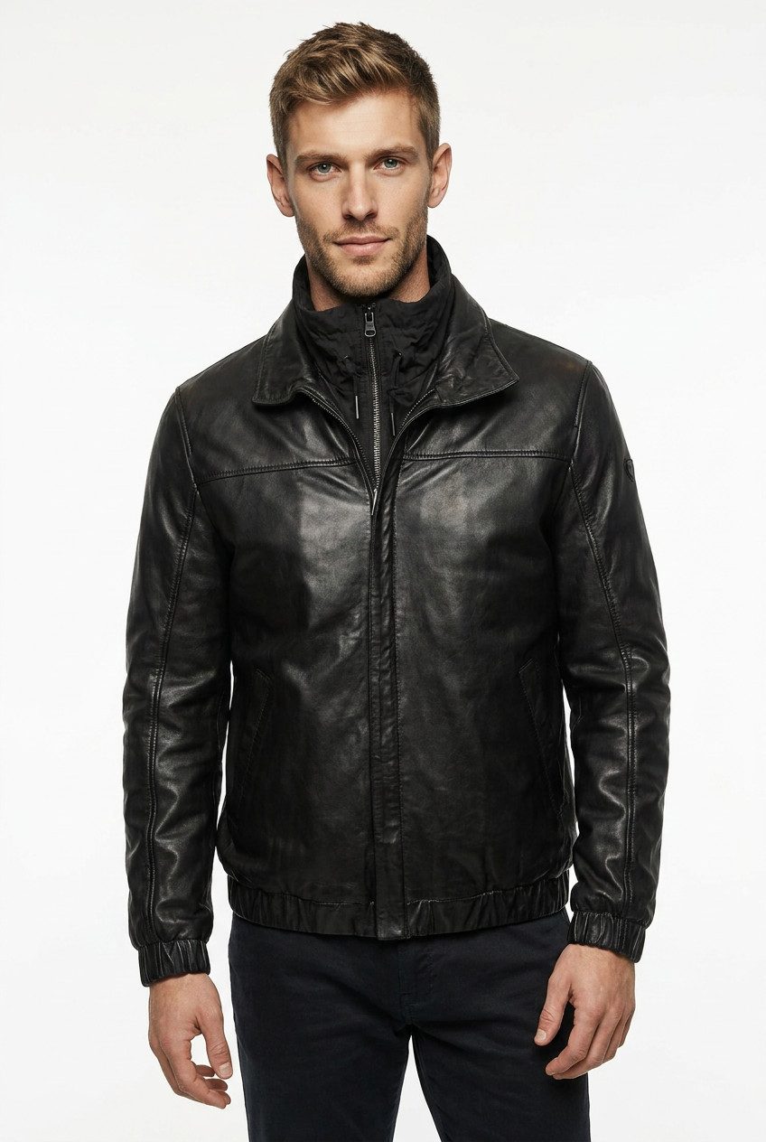 Mauritius Lederjacke MMEsky (mauritiusHerren26) mit abnehmbarem Kragen, Regular Fit