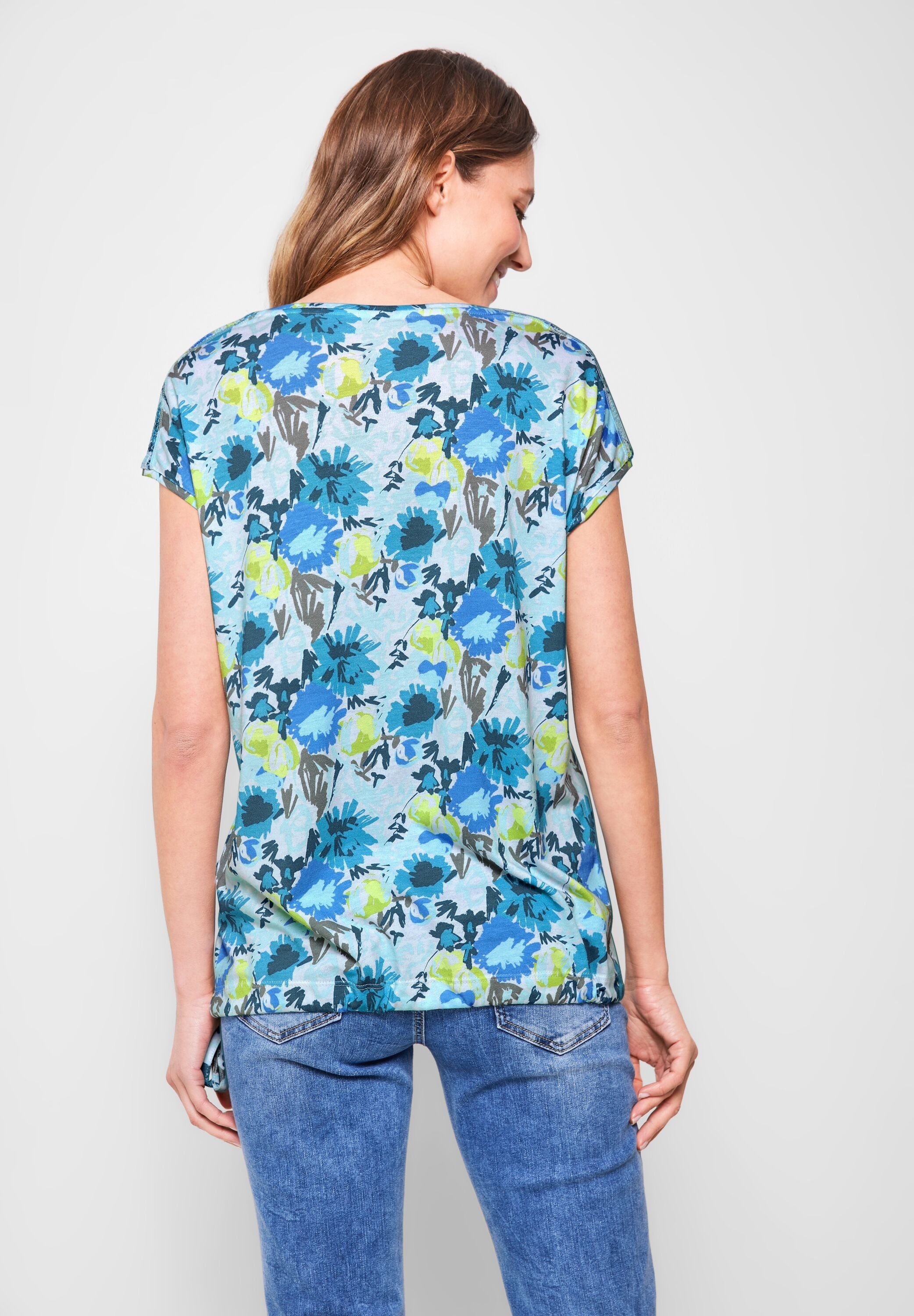 allover Blumenprint vanilla Cecil white mit T-Shirt