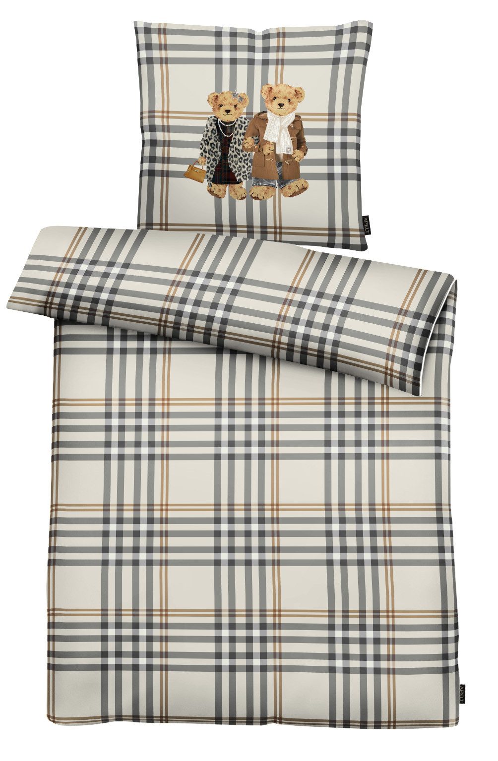 APELT Bettwäsche John, Satin (Bio-Baumwolle), 2 teilig, Bettwäsche-Set mit Reißverschluss, Baumwoll-Satin, Digitaldruck