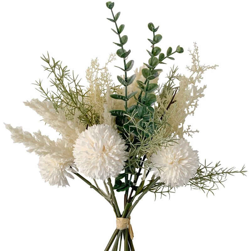 Kunstblume »Wiesenblumen Blumenstrauß gebunden 1 Stk 37 cm cremeweiß« Wiesenblumen, matches21 HOME & HOBBY, Höhe 37 cm, Indoor