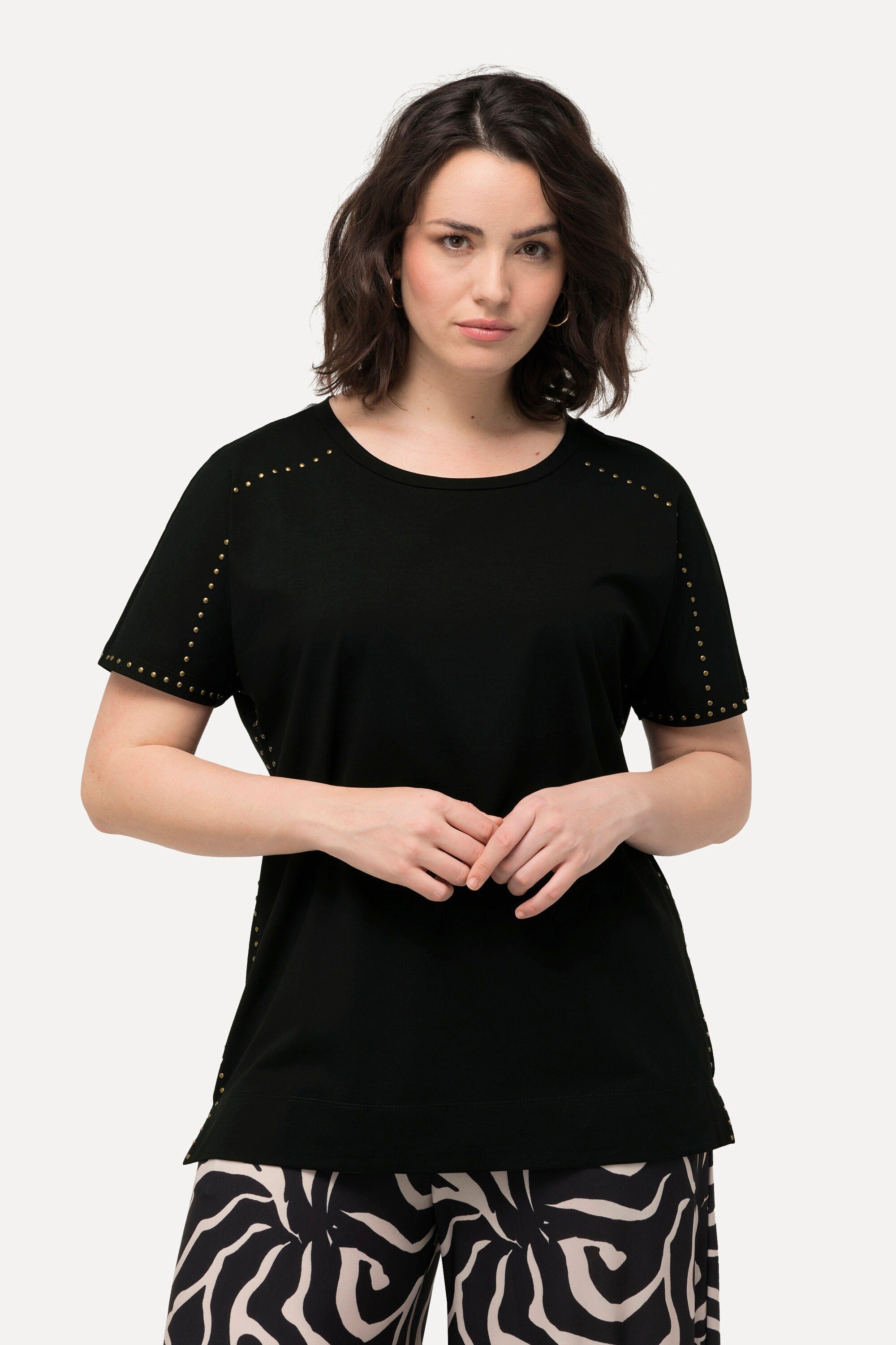 Ulla Popken T-Shirt T-Shirt Ziernieten Oversized günstig online kaufen