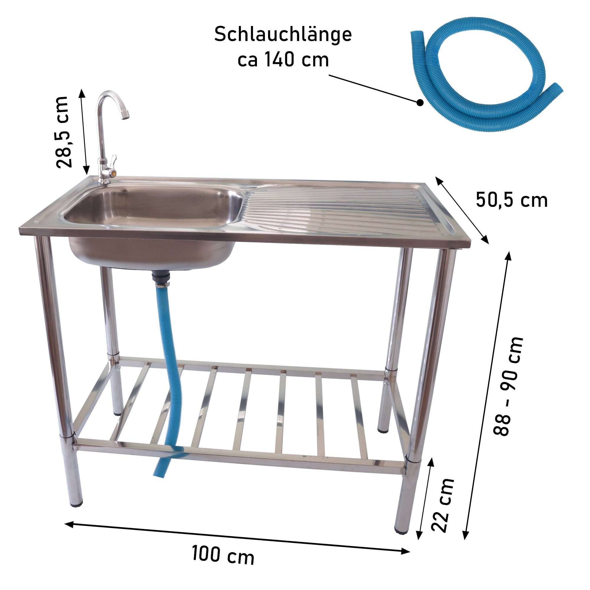 Jürgen Westerholt GmbH Washbasin Set, (1 pc), Outdoor Stainless Steel Washbasin with Faucet