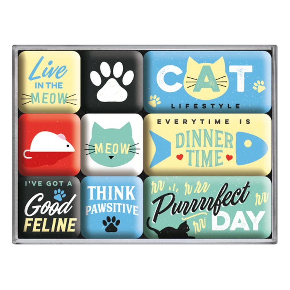 Thumbnail - Nostalgic-Art Magnet 9tlg. Magnetset - Animal Club - Cat Lifestyle