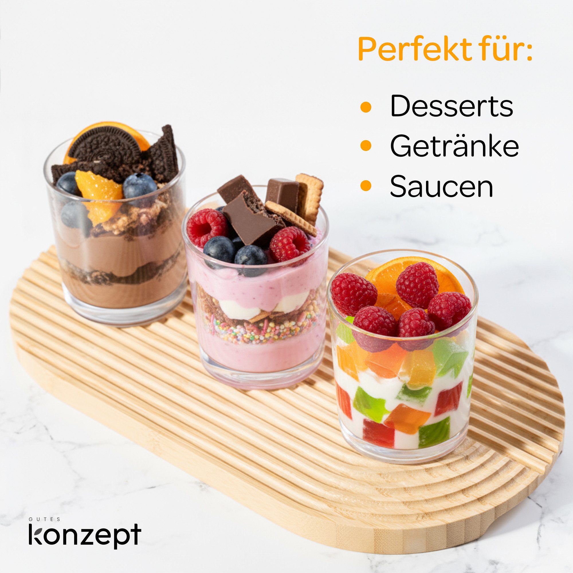 KONZEPT Dessertschale 6/12er Set 180 ml – Klassisches Design, Spülmaschinengeeignet, Kompakt, (6-tlg), Ideal für Desserts, Eis, Mousses und Snacks – Europäische Qualität