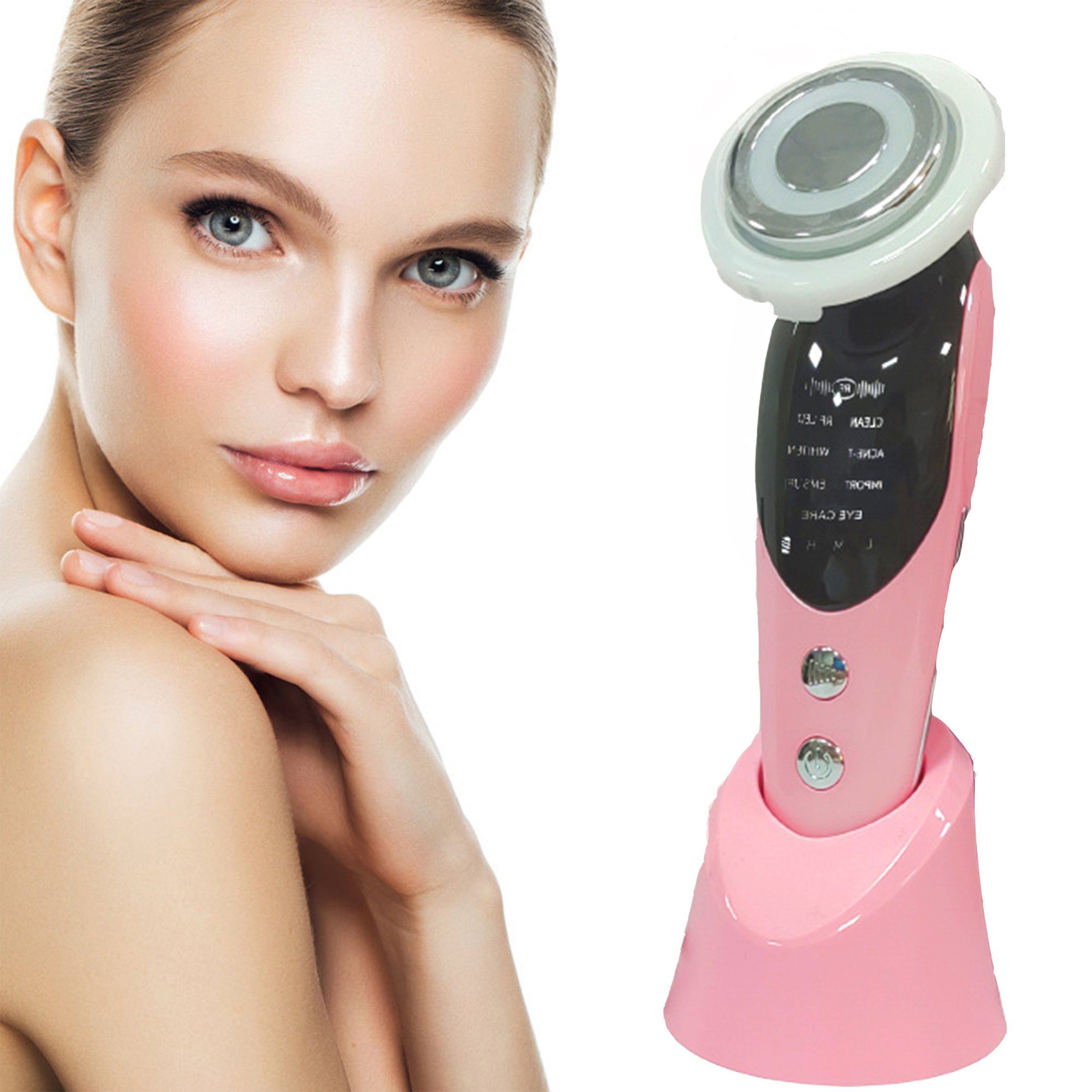 Introducer,Beauty Beauty Gesichtsmassagegerät,EMS Scheiffy Rosa Instrument, RF Kosmetikbehandlungsgerät Mikrostrom-Vibrationen,Photorejuvenation