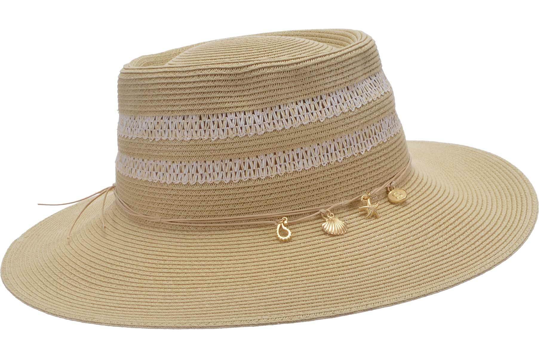 Seeberger Strohhut Bortenmix Matelot mit goldenem Schmuckanhänger 55792-1