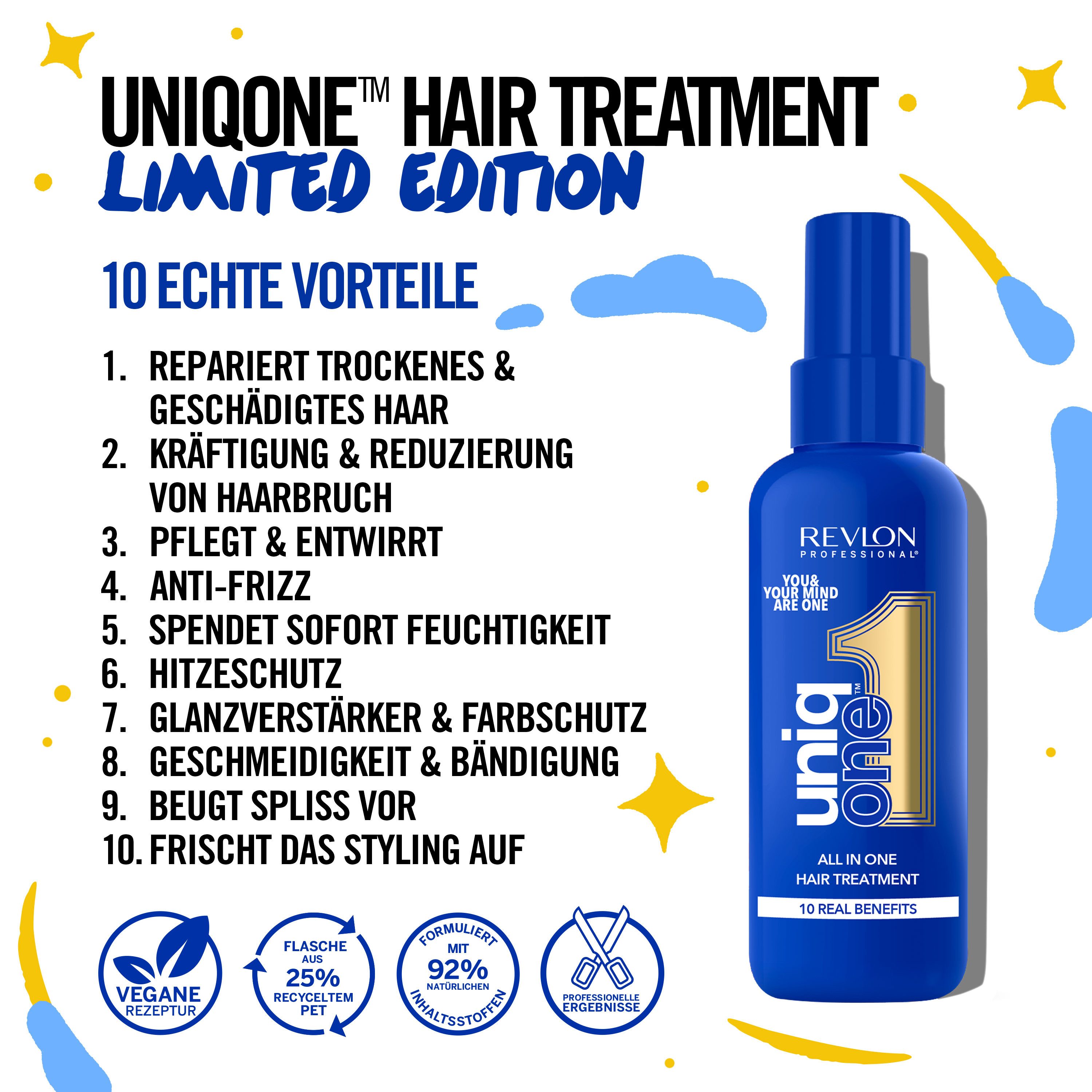 REVLON PROFESSIONAL Leave-in Pflege UNIQONE HAIR TREATMENT LIMITED EDITION, 1-tlg., Sprühkur mit zehn Vorteilen für trockenes und strapaziertes Haar.