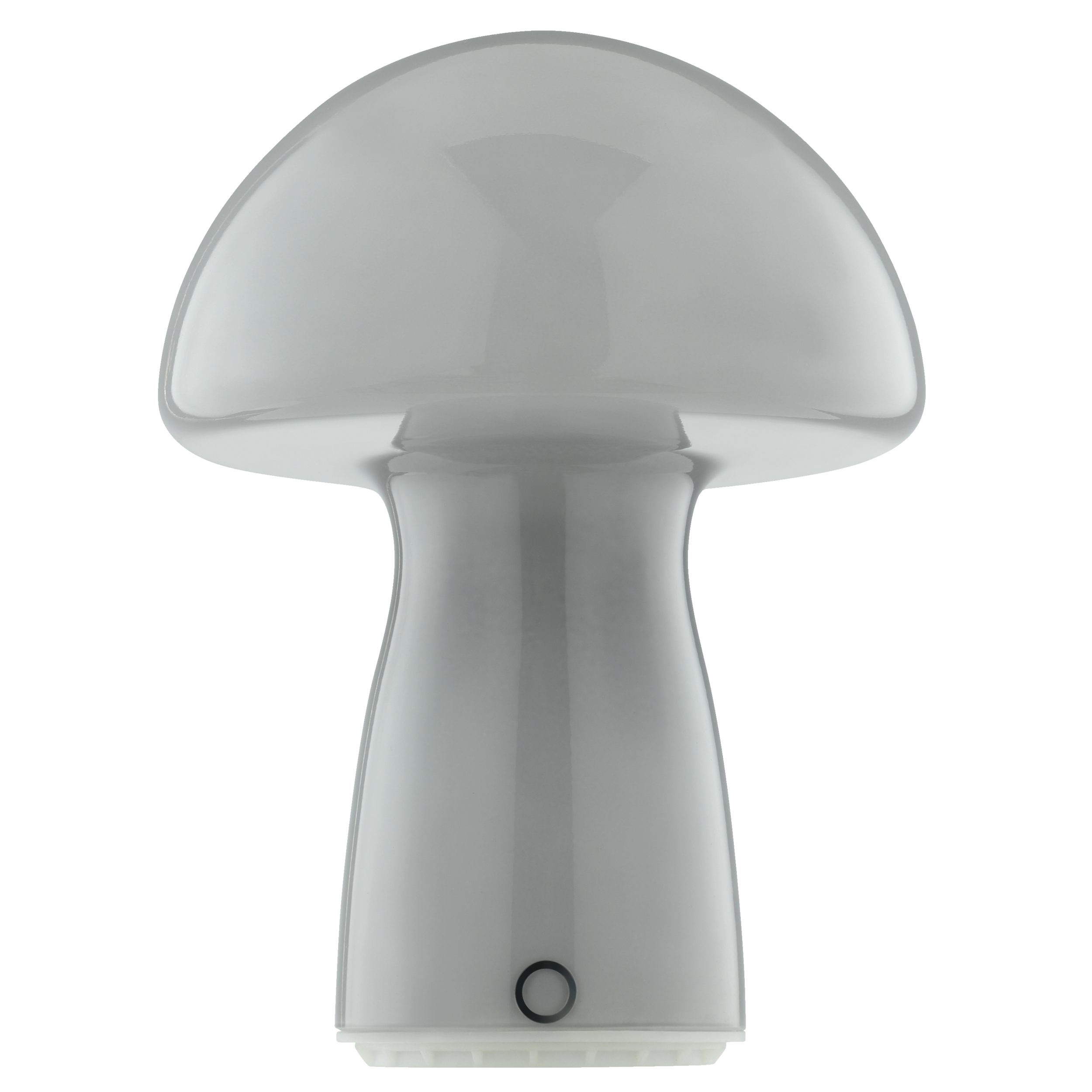 Lightbox Tischleuchte, LED fest integriert, Warmweiß, LED Akku Pilzleuchte aus Glas, 250 lm, 2700 K, H 22 cm, dimmbar, grau